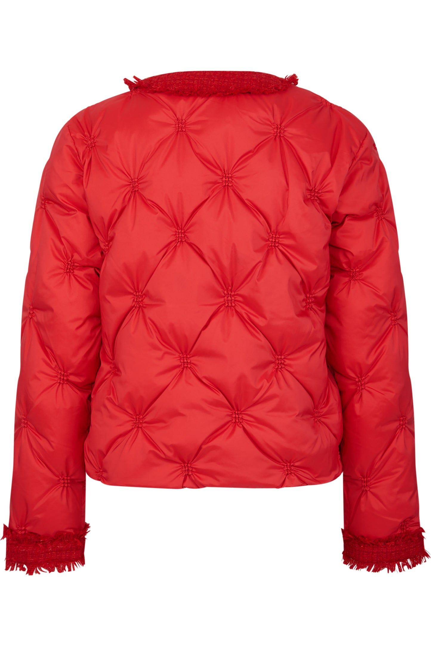 流苏边装饰拉链羽绒夹克