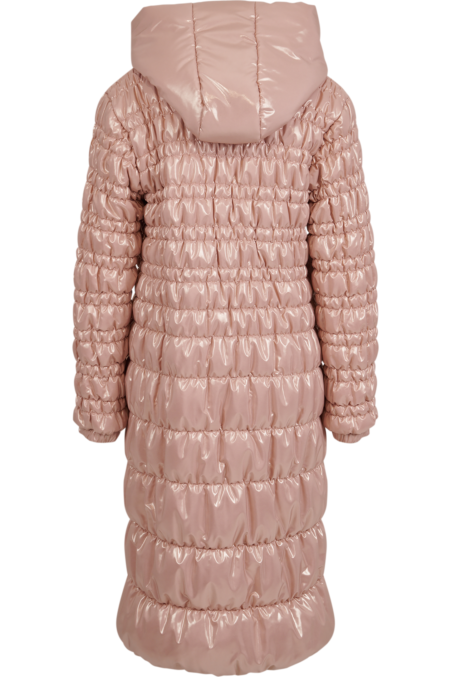 金属光泽连帽绗缝大衣