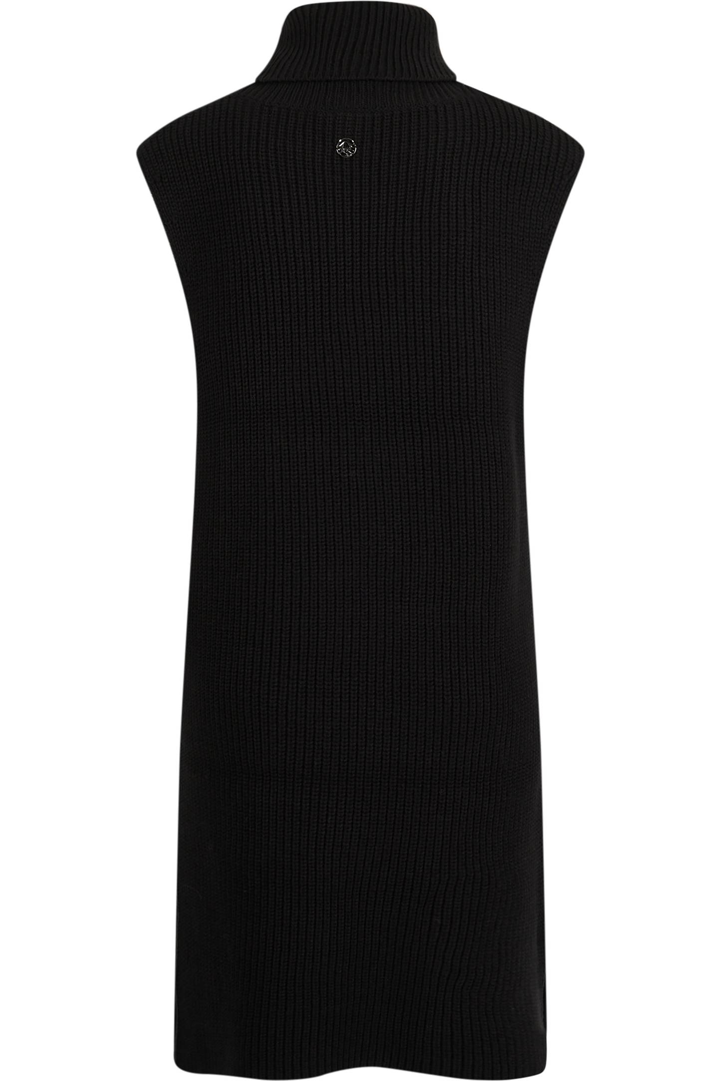 Sleeveless Long Sweater with Stand-up Collar