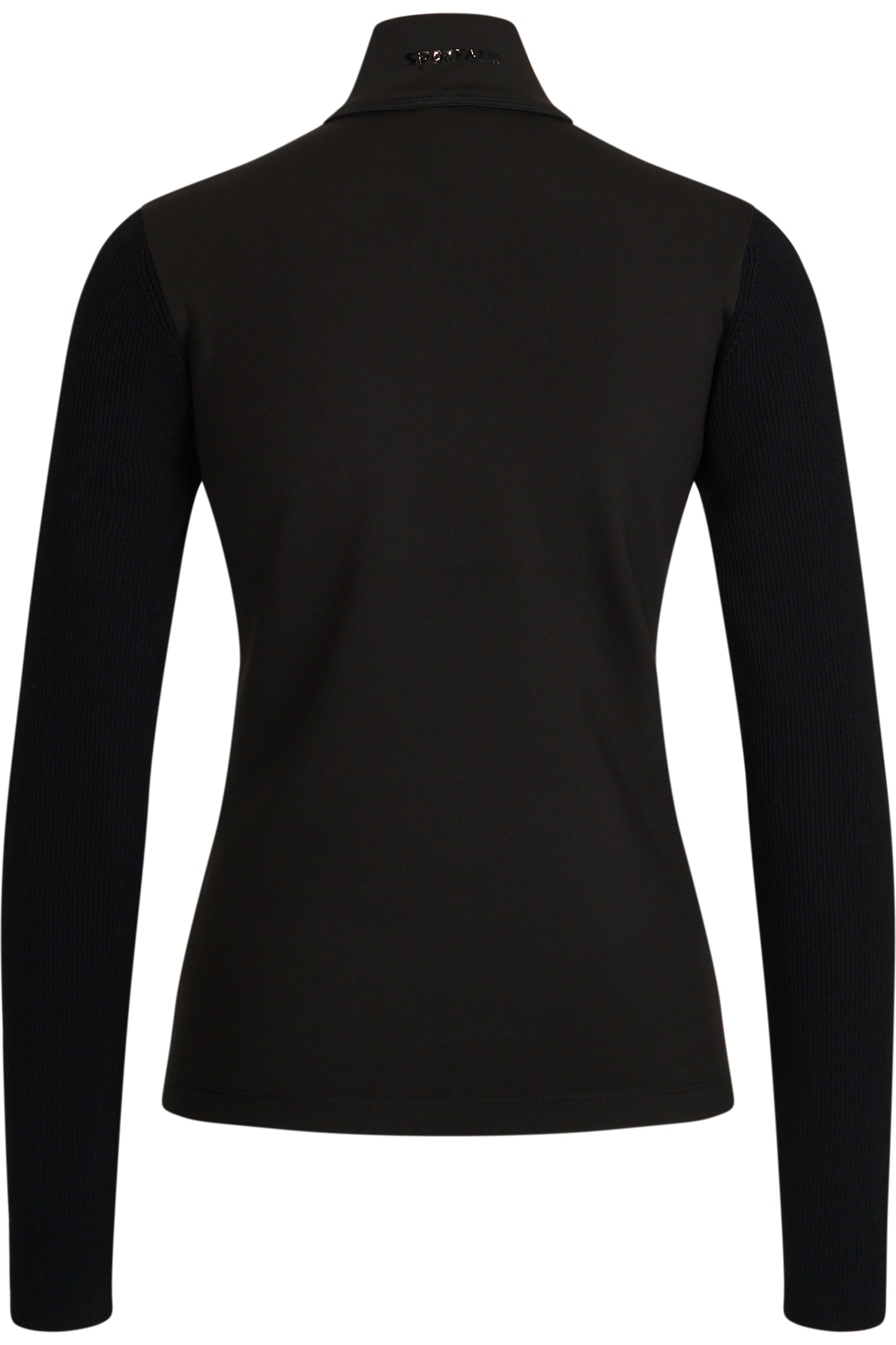 字母+豹紋圖案高領毛衣