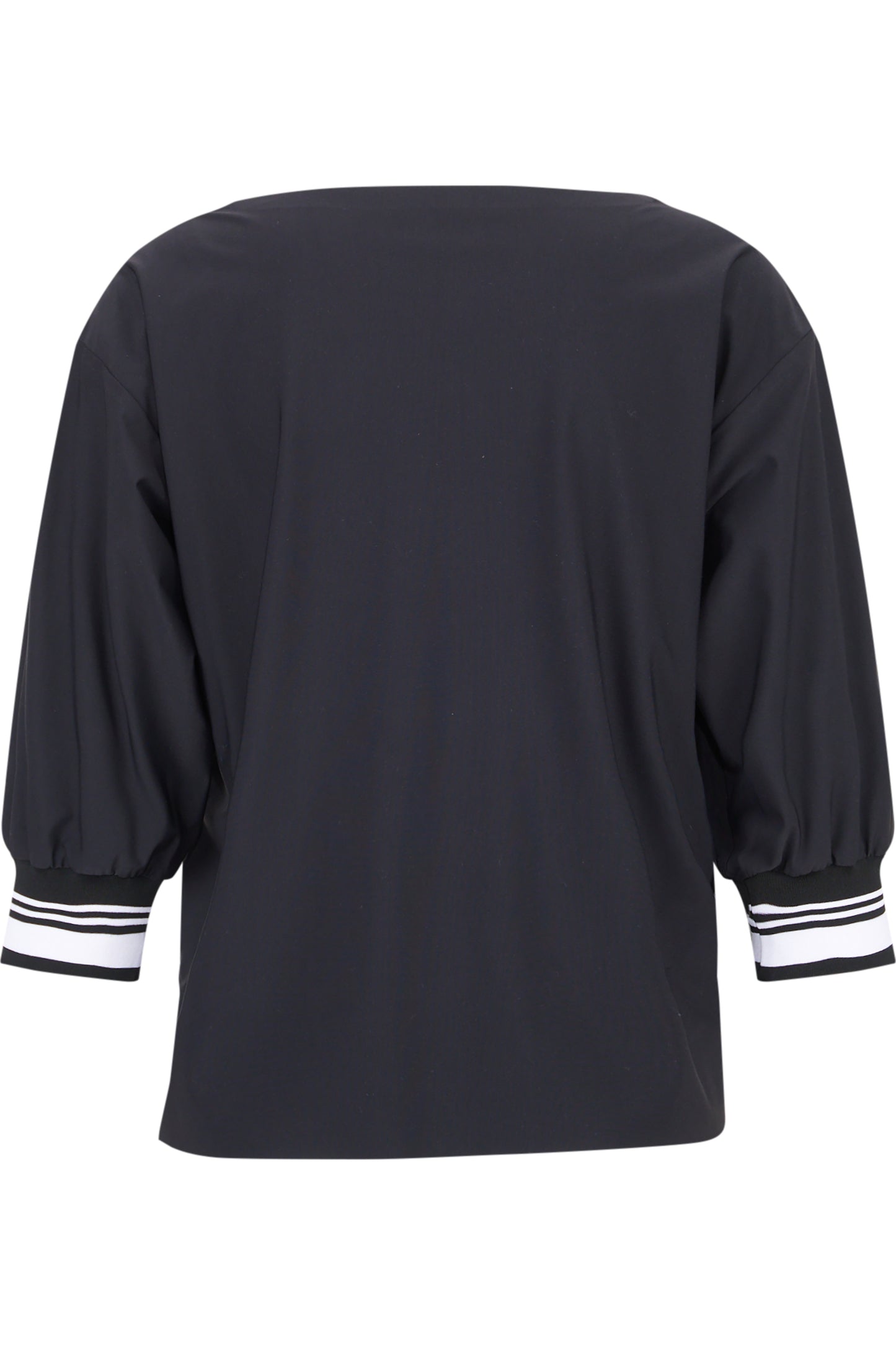 落肩袖條紋袖口圓領上衣