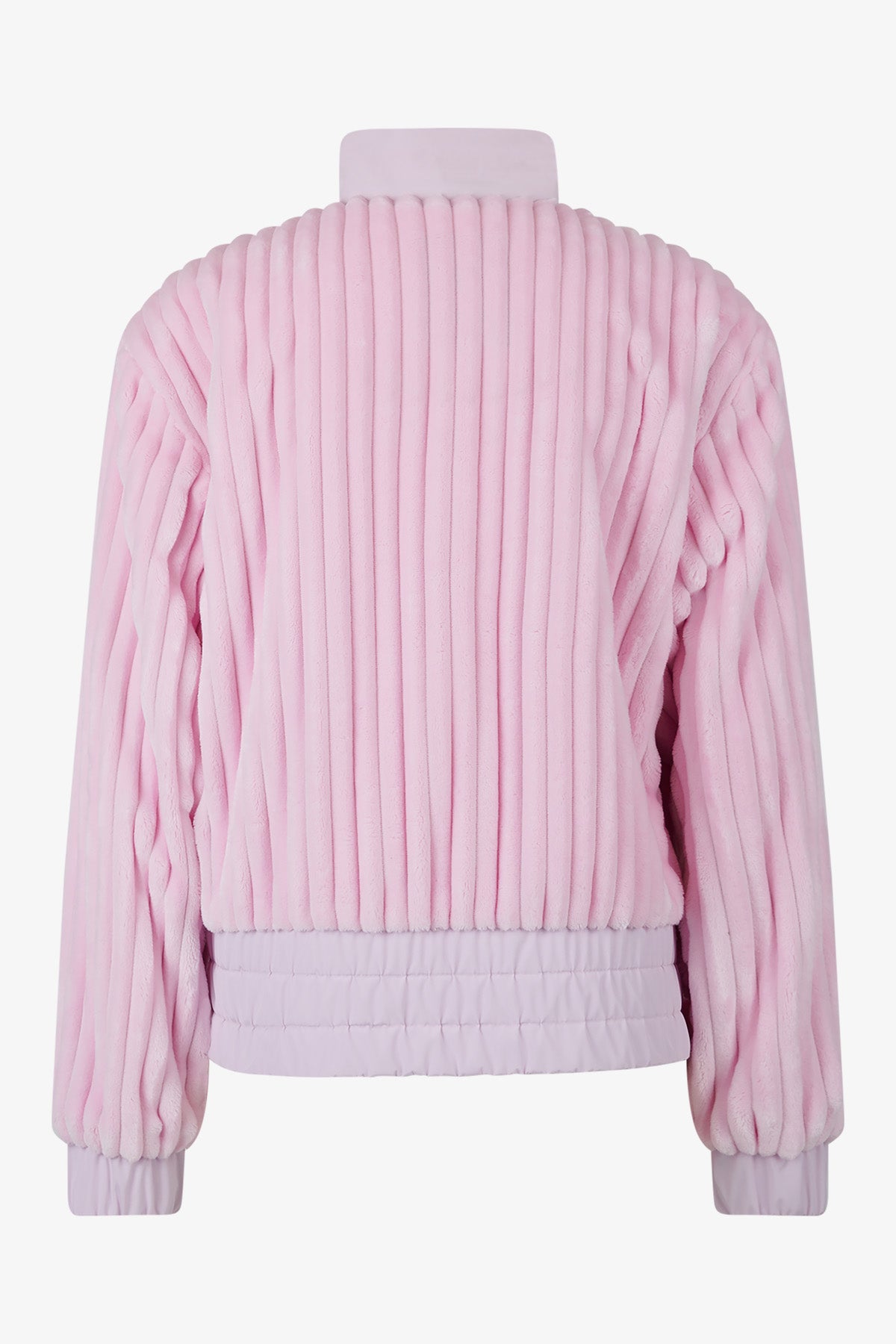 条纹绒立领抽绳边夹克