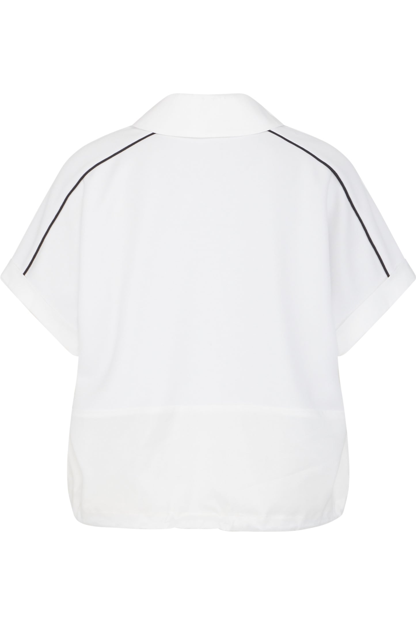 撞色饰边Polo领抽绳卫衣