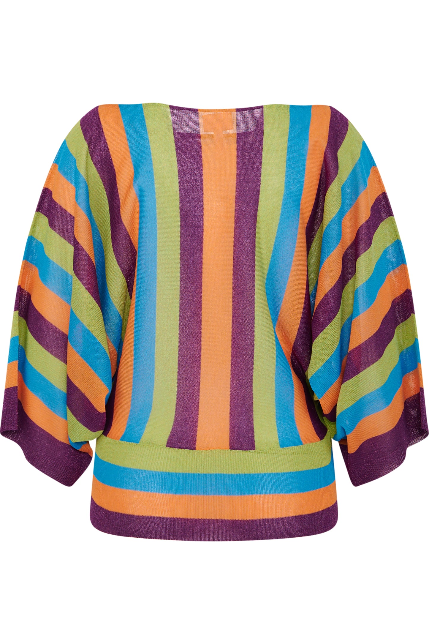 一字領彩色條紋針織上衣