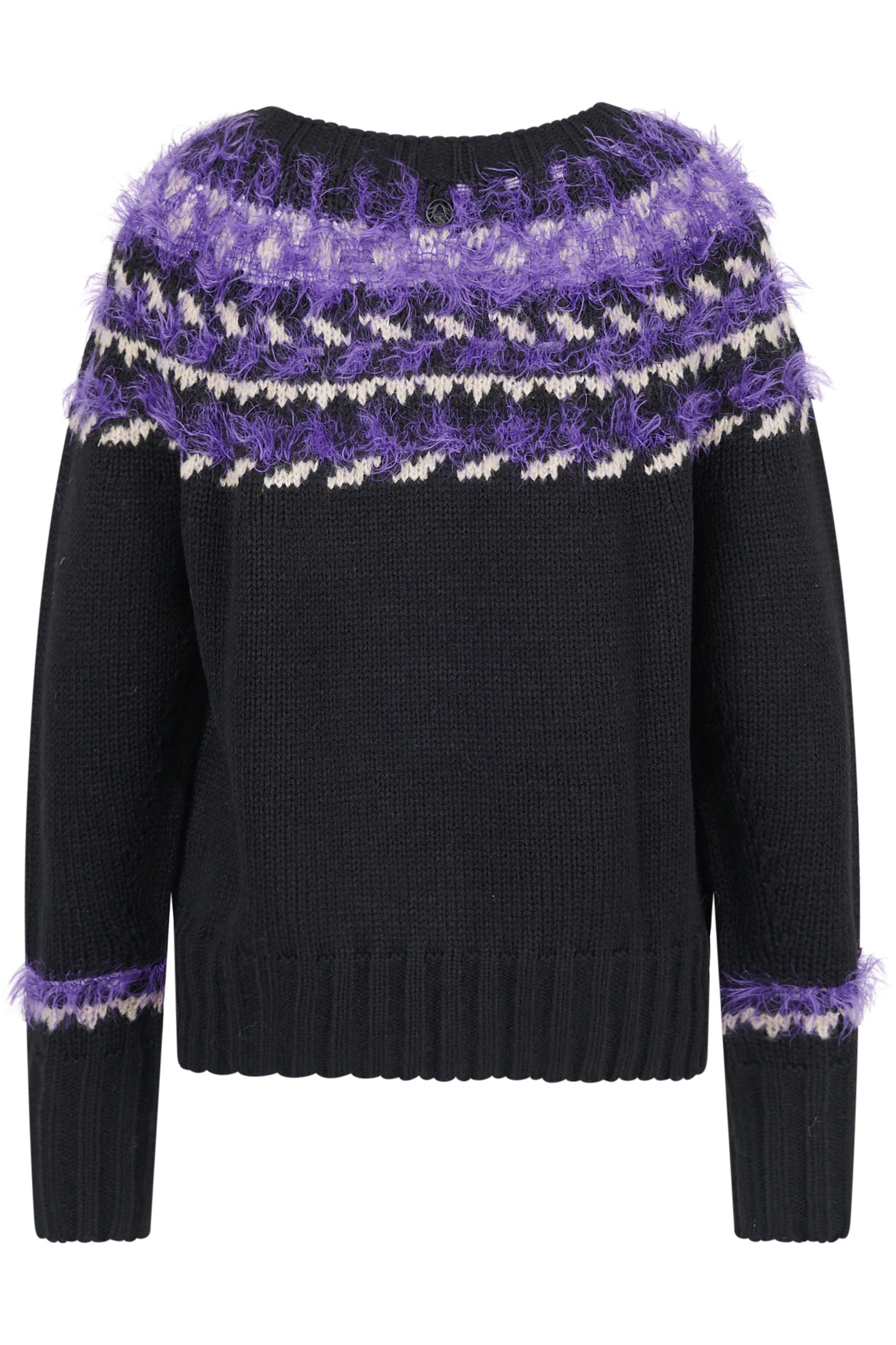 3D提花圖案圓領長袖針織套頭衫