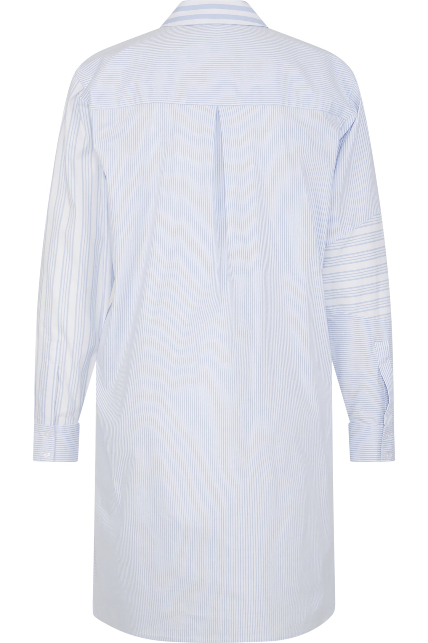 不對稱粗細條紋圖案襯衫連衣裙