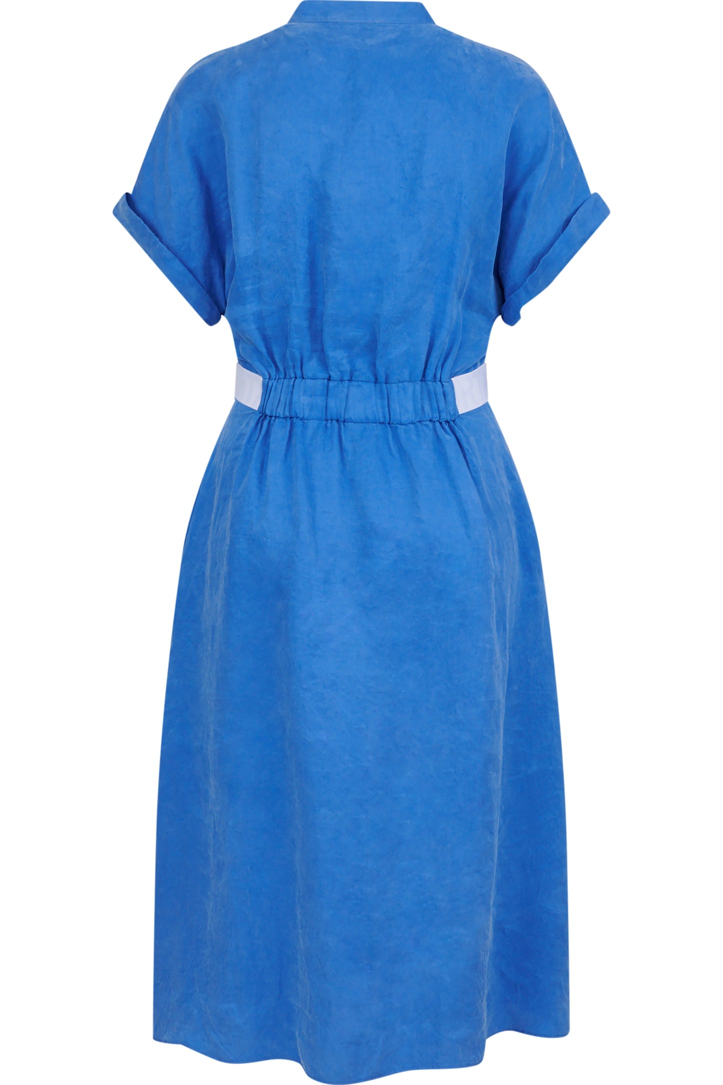 鬆緊腰帶縮褶立領連衣裙