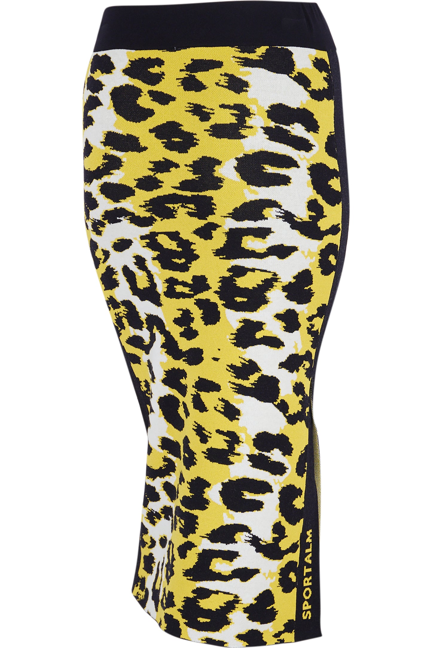 鬆緊腰豹紋提花針織半身裙