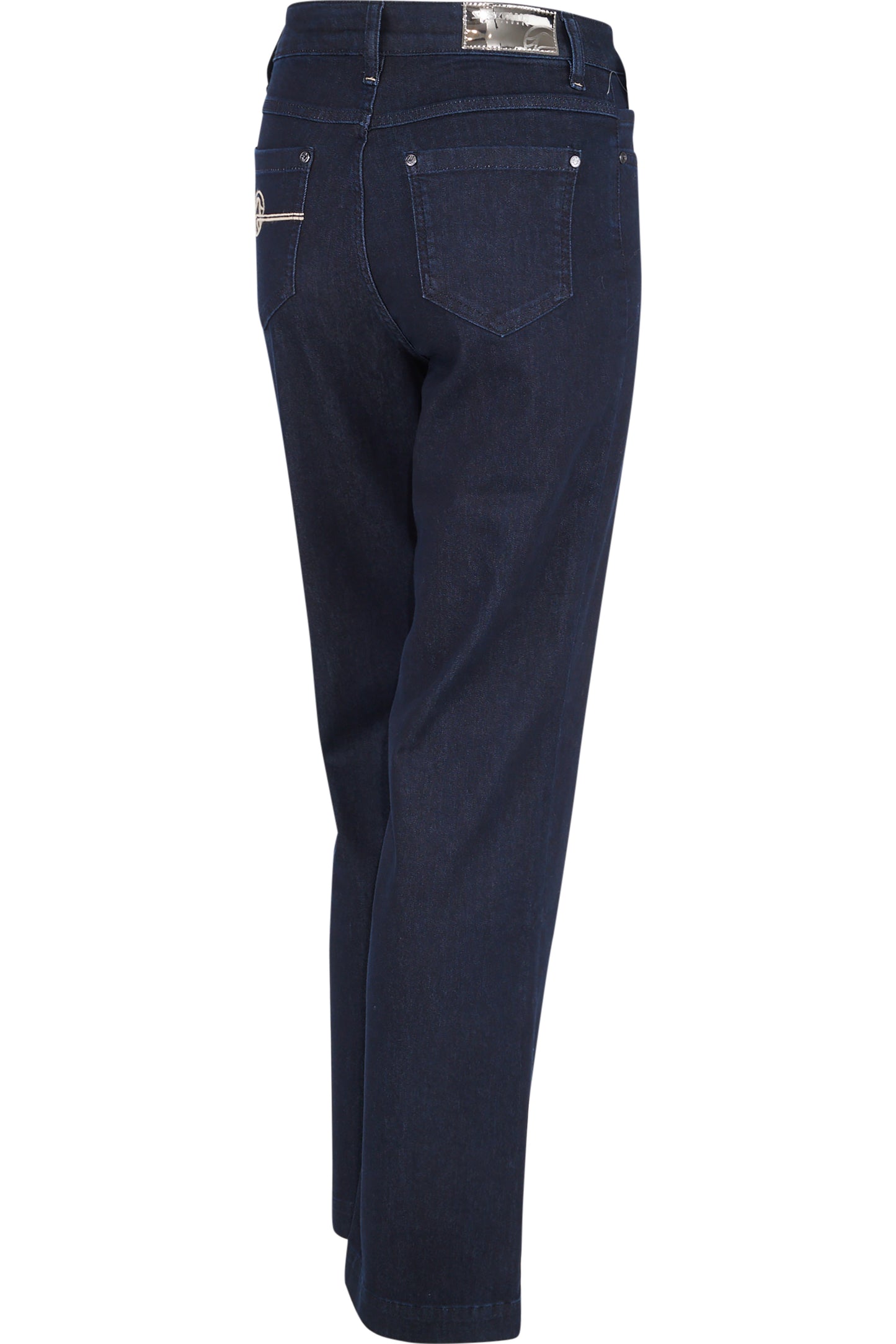 撞色刺繡圖案牛仔長褲