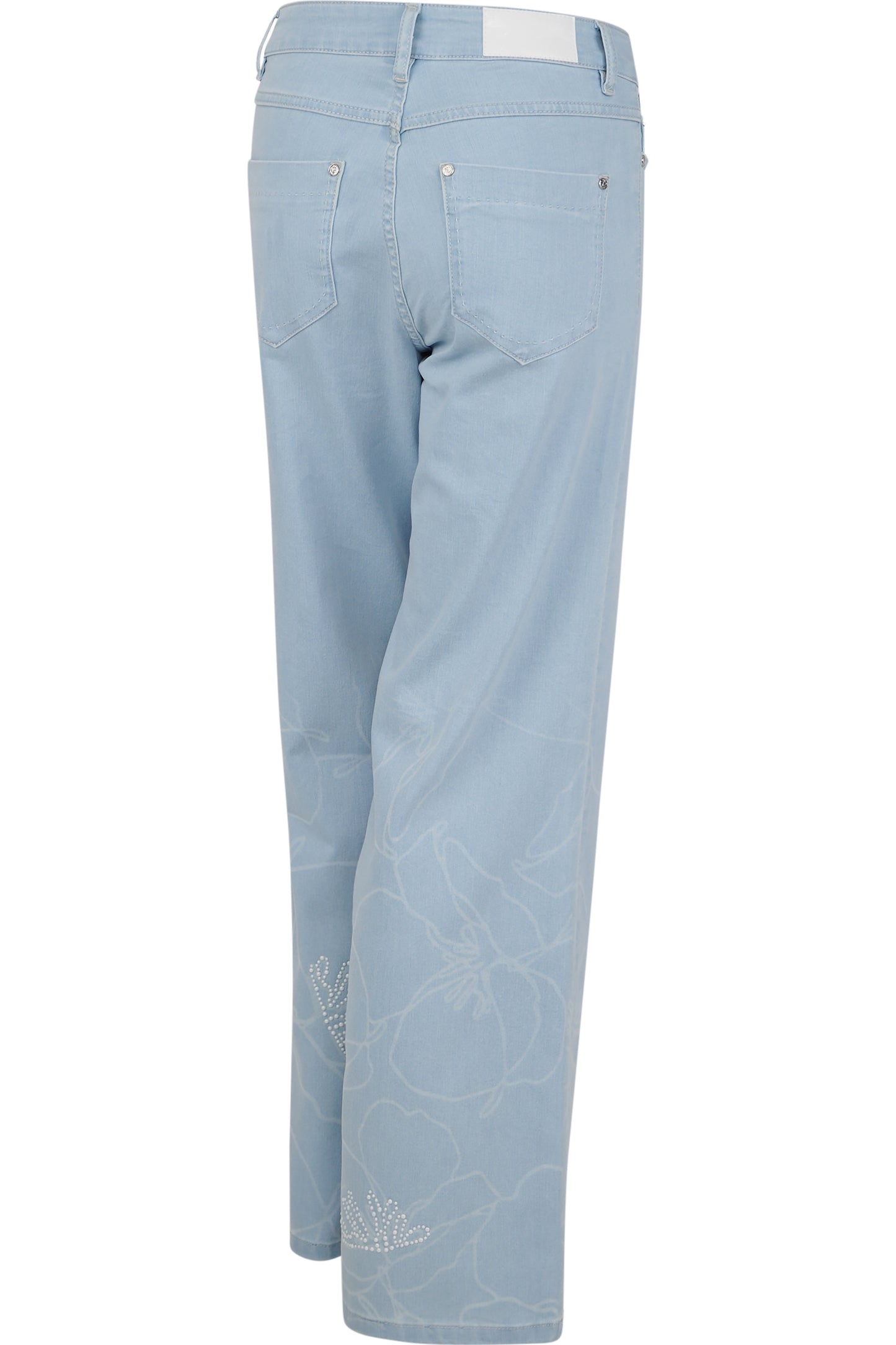 鐳射花型圖案牛仔長褲