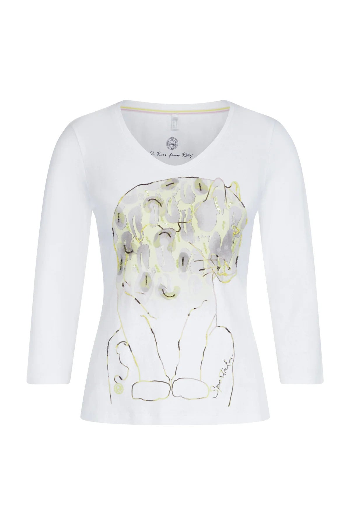 雪紡貼繡珍珠亮片印花T恤