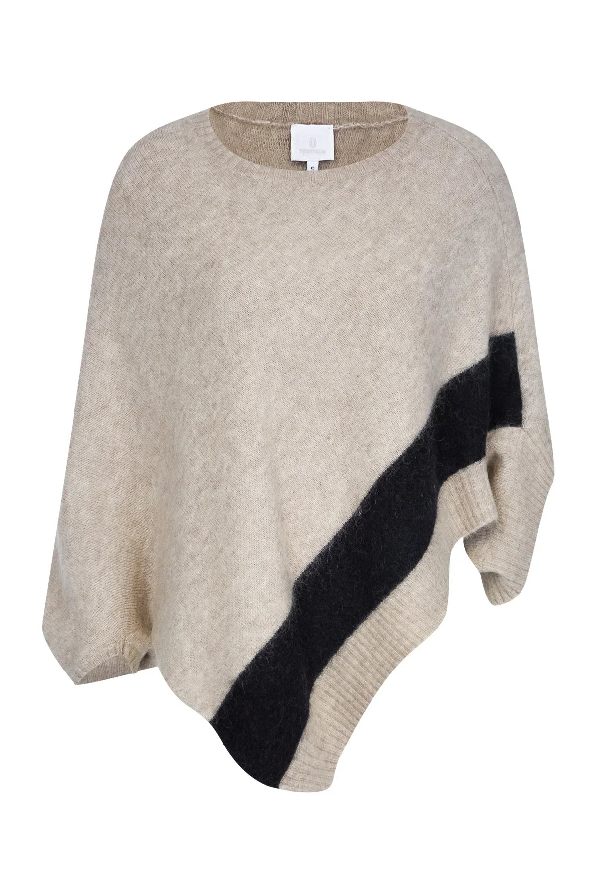 撞色條紋拼接不對稱鬥篷