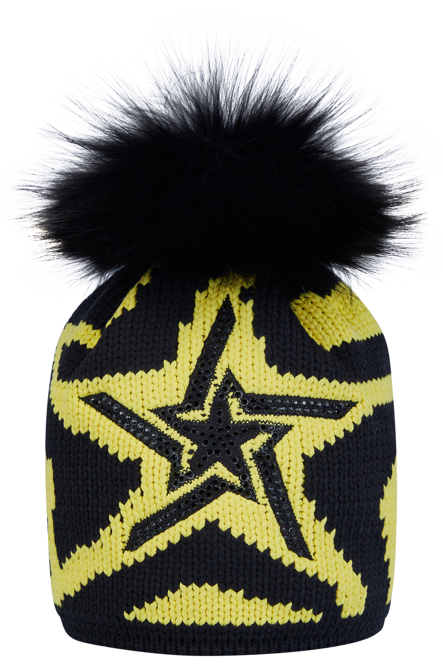 黑白星星圖案粗針織帽