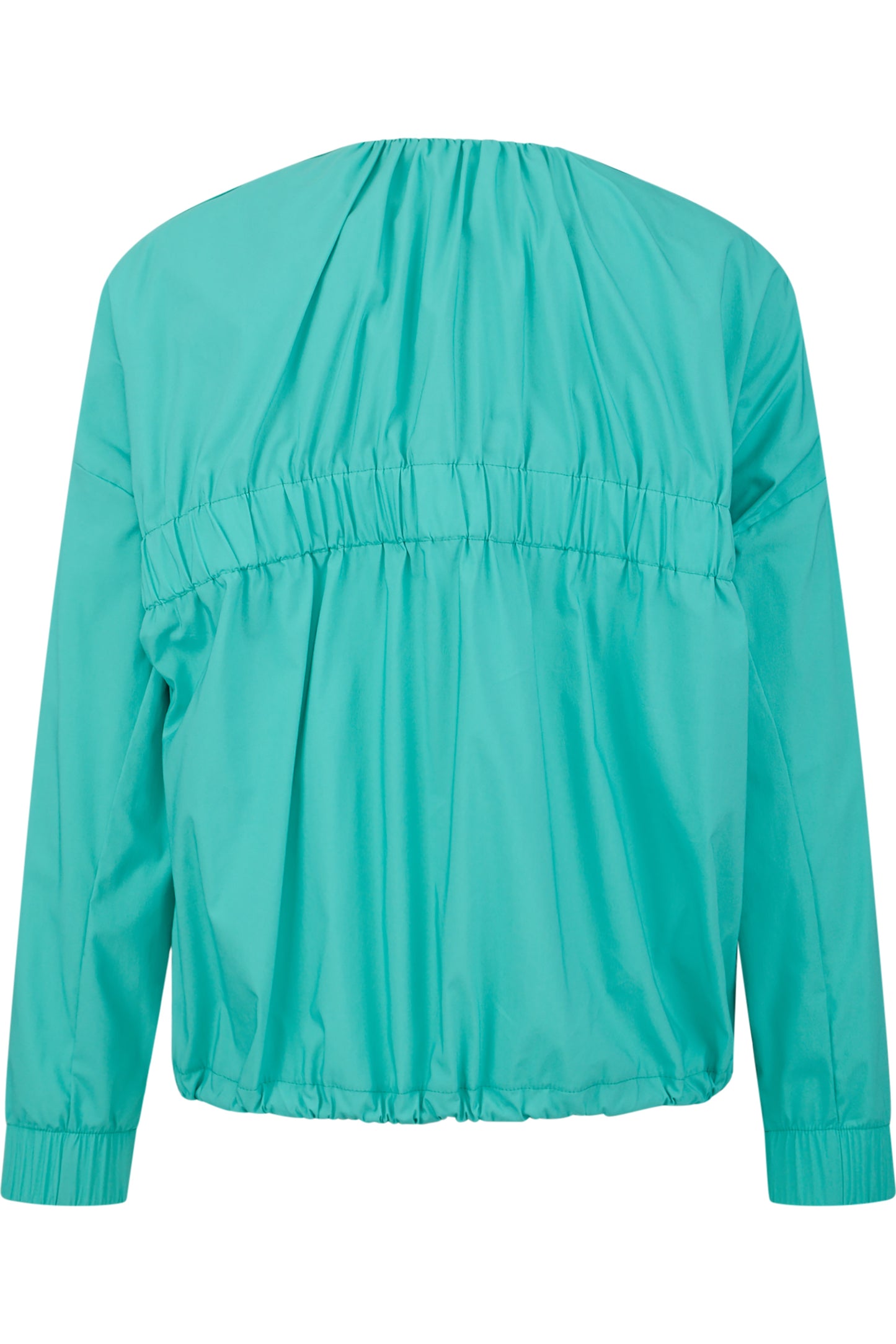 缩褶圆领抽绳拉链上衣