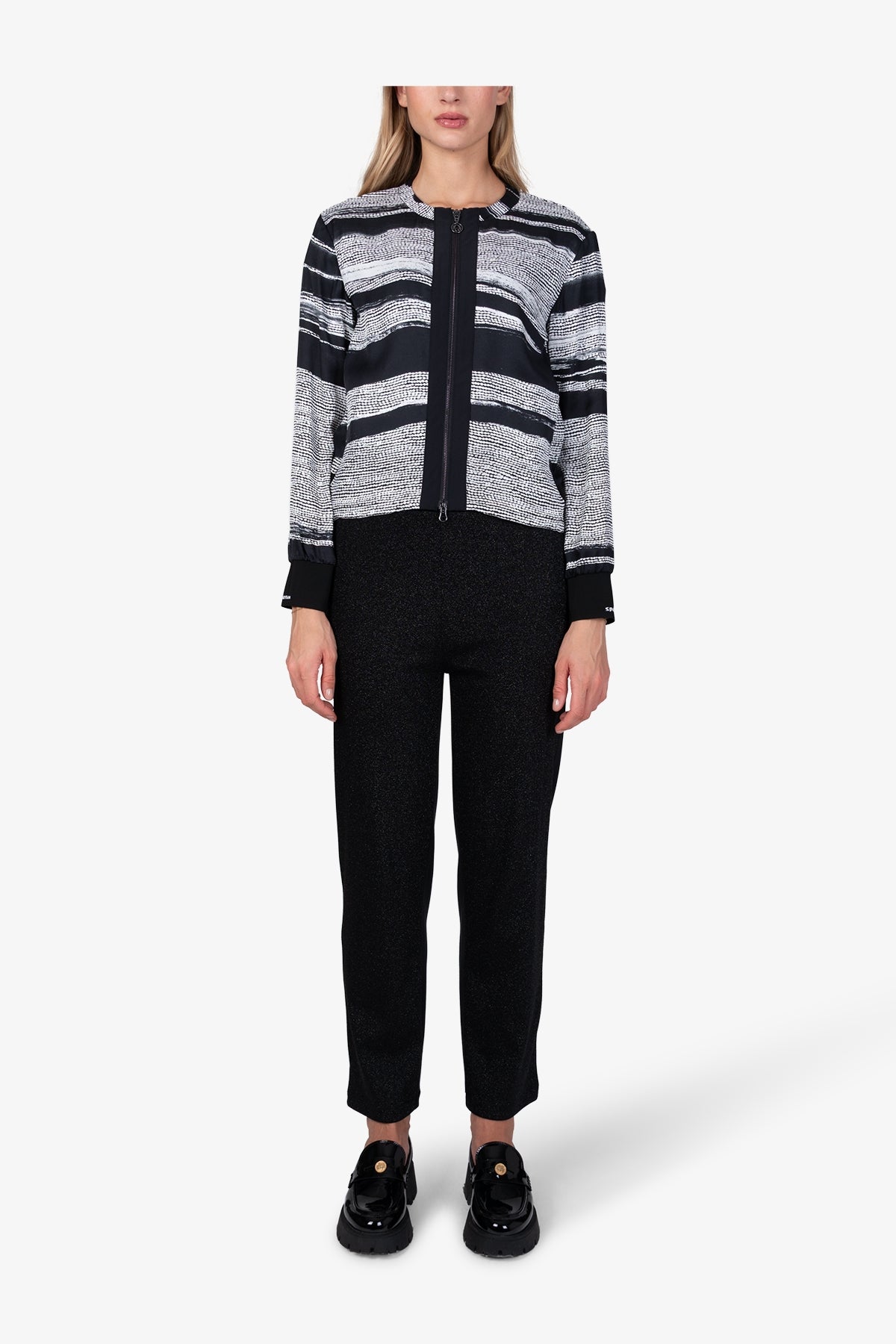 抽象印花拉链外套