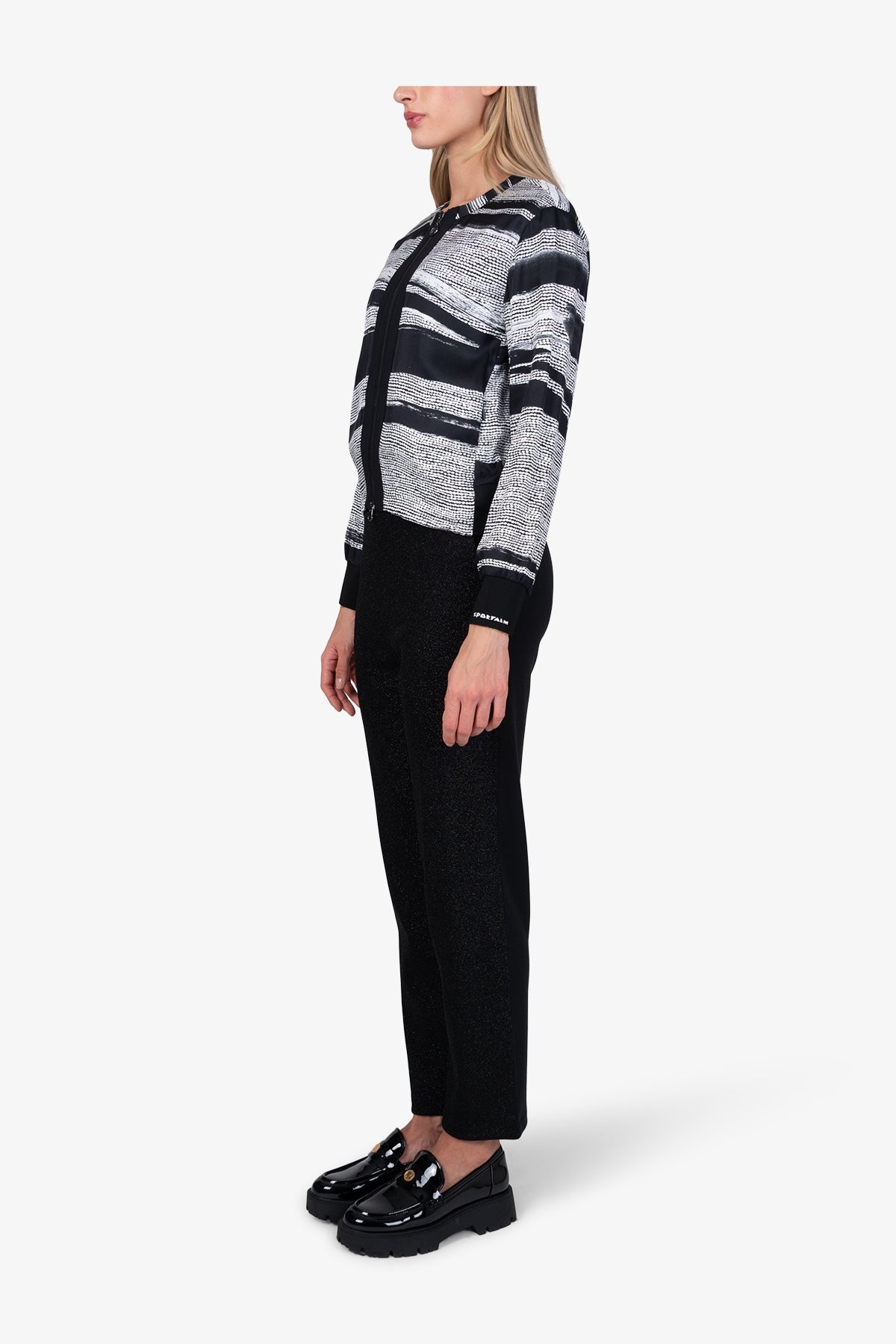 抽象印花拉链外套