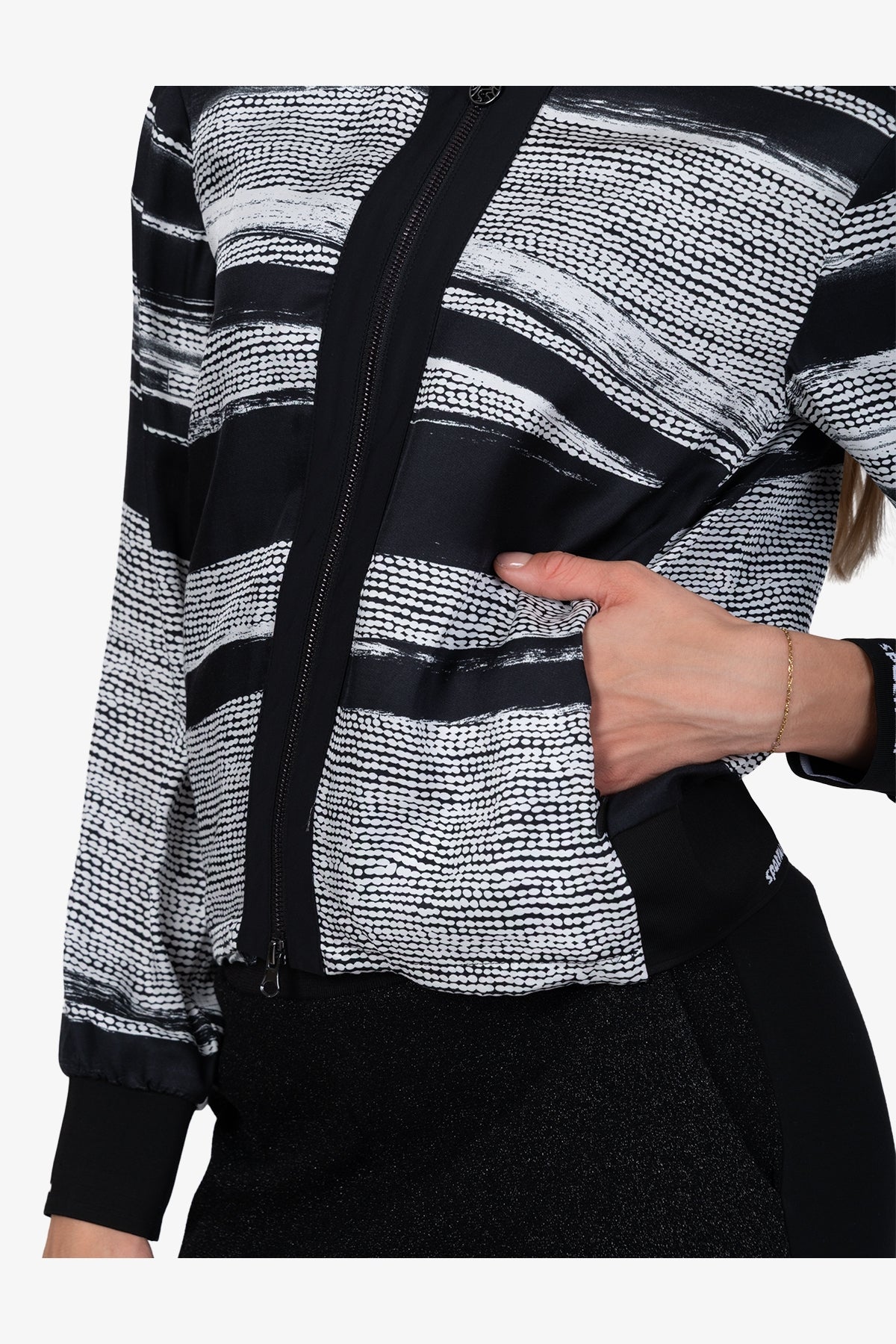 抽象印花拉链外套