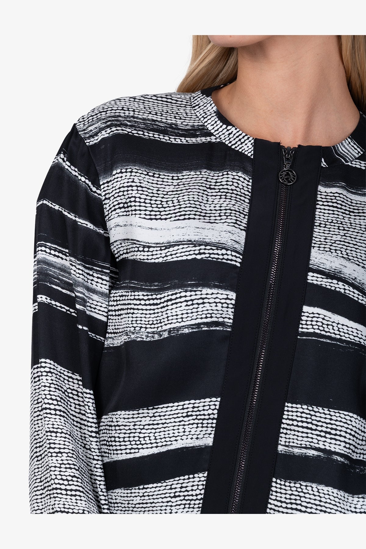 抽象印花拉链外套