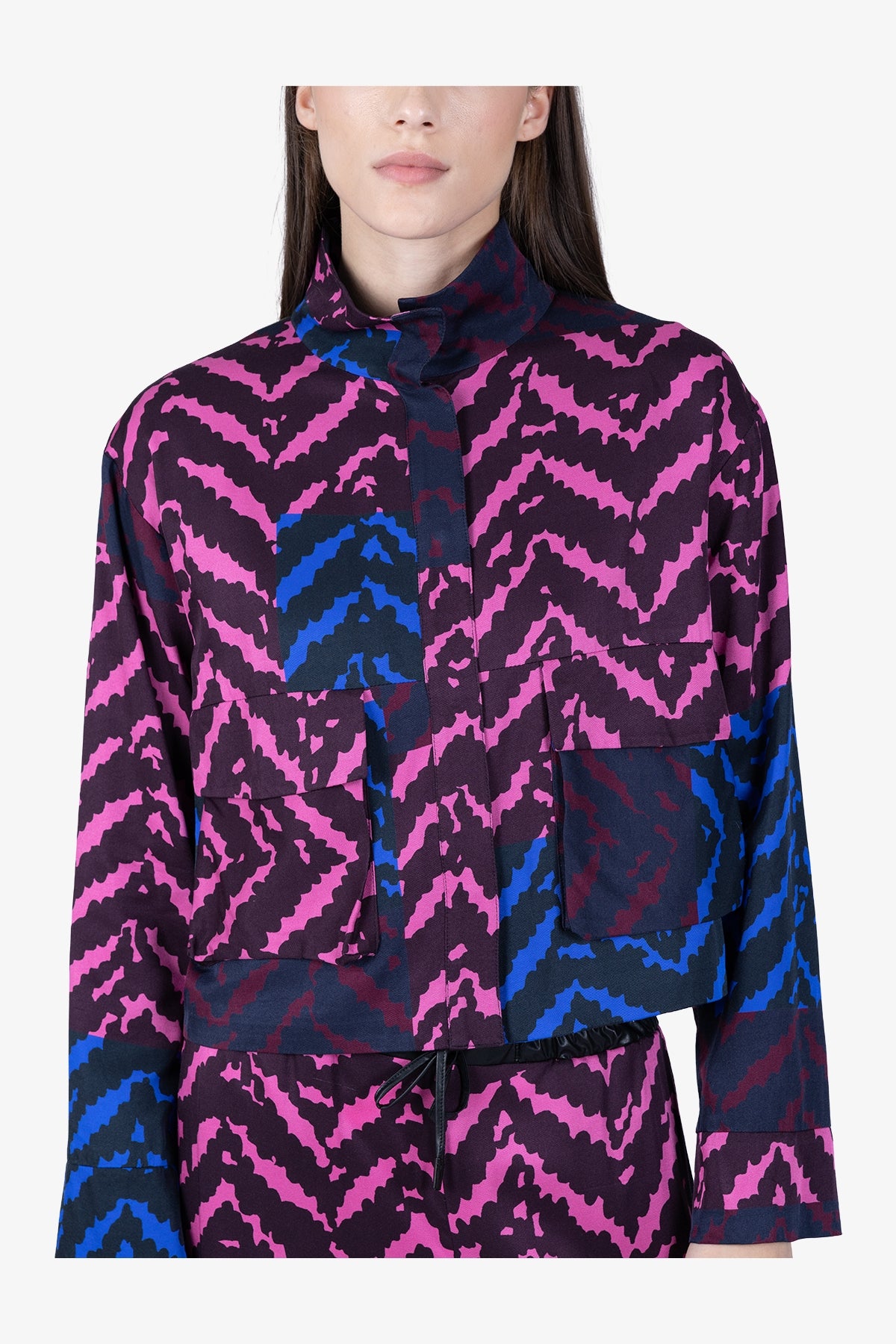 彩色波浪纹立领夹克