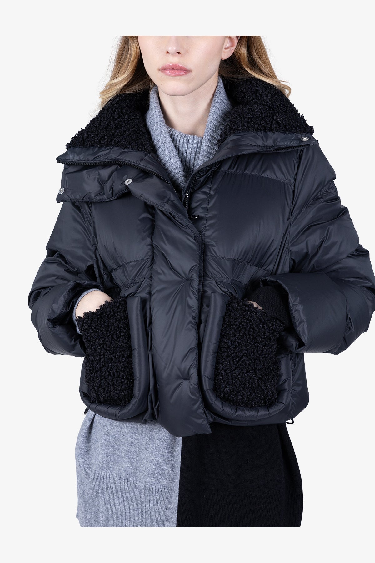 Down Jacket with Plush Details