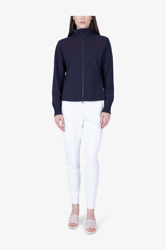 鐳射鏤空拉鏈立領夾克