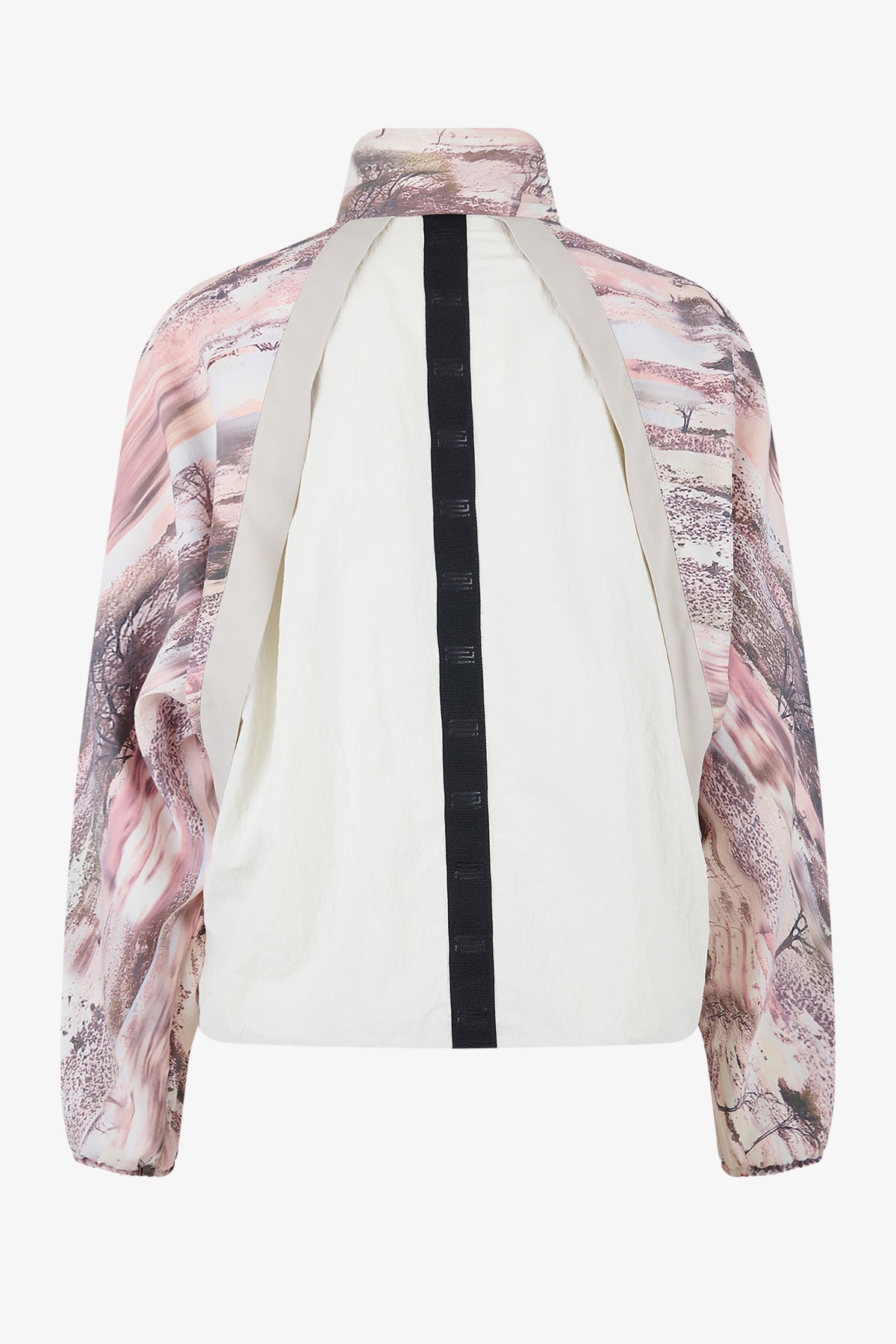 抽绳立领印花拼接夹克