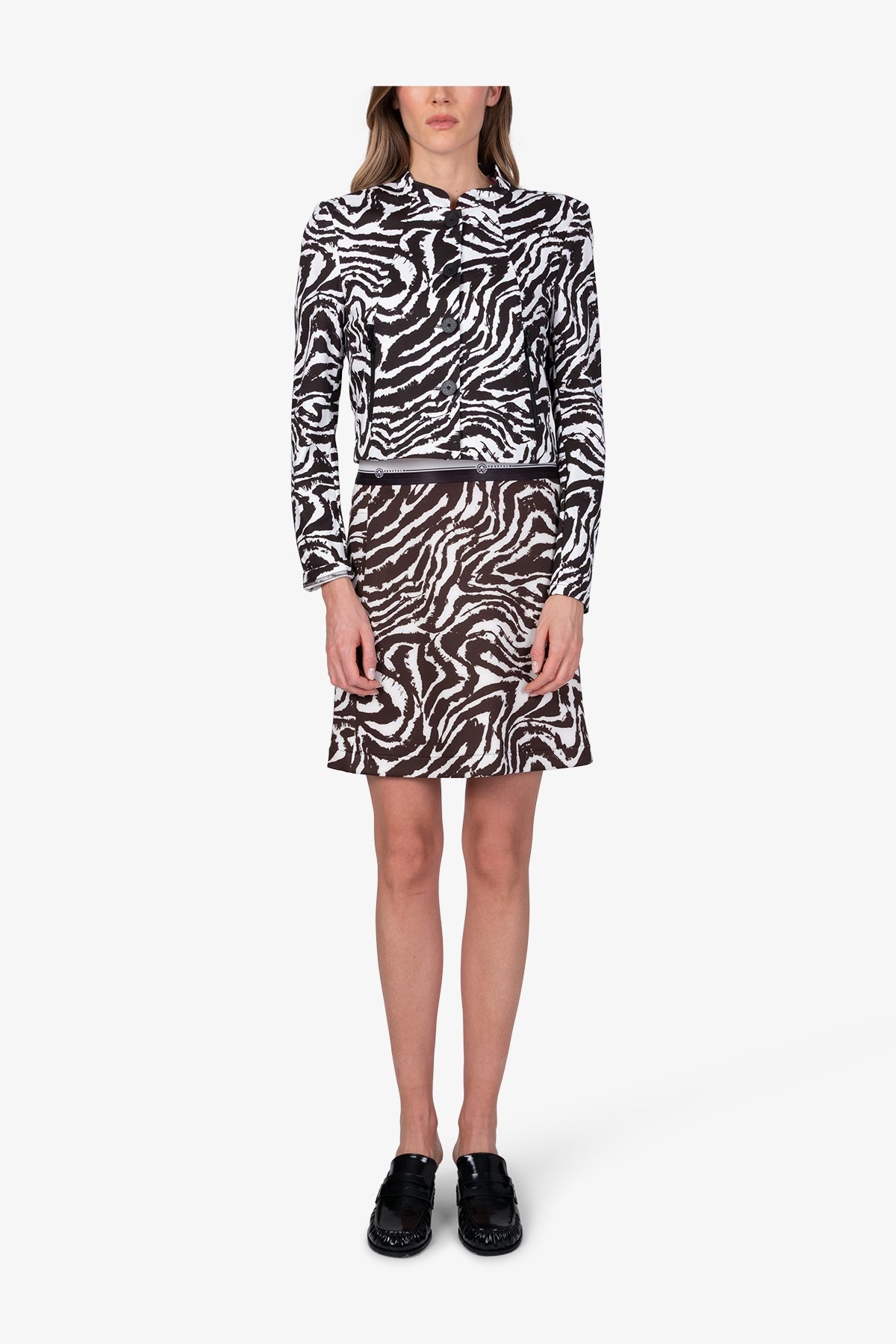 Jacket with Stand-up Collar in Zebra Design