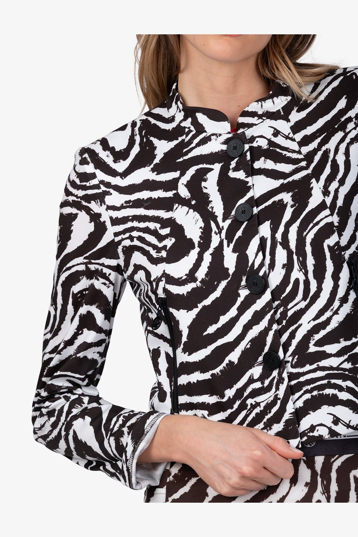 Jacket with Stand-up Collar in Zebra Design