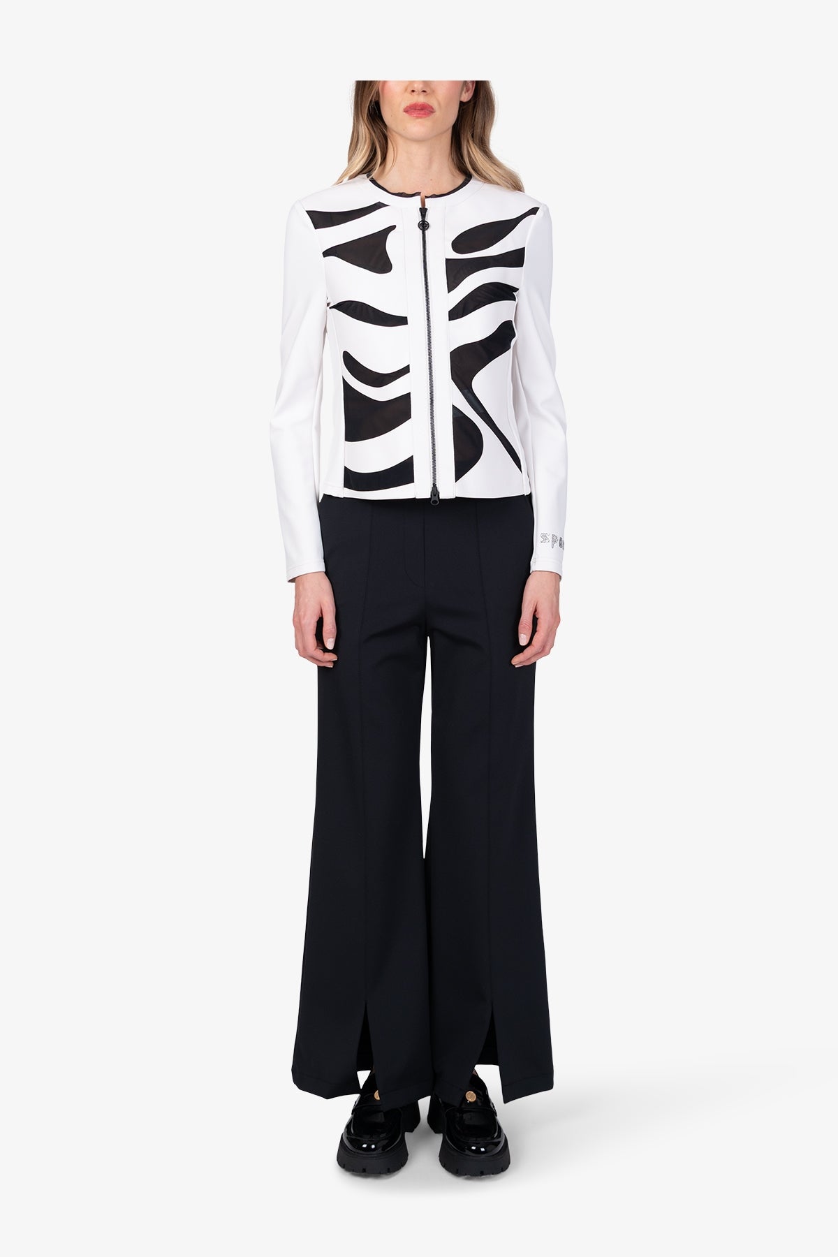 斑馬圖案拉鏈夾克