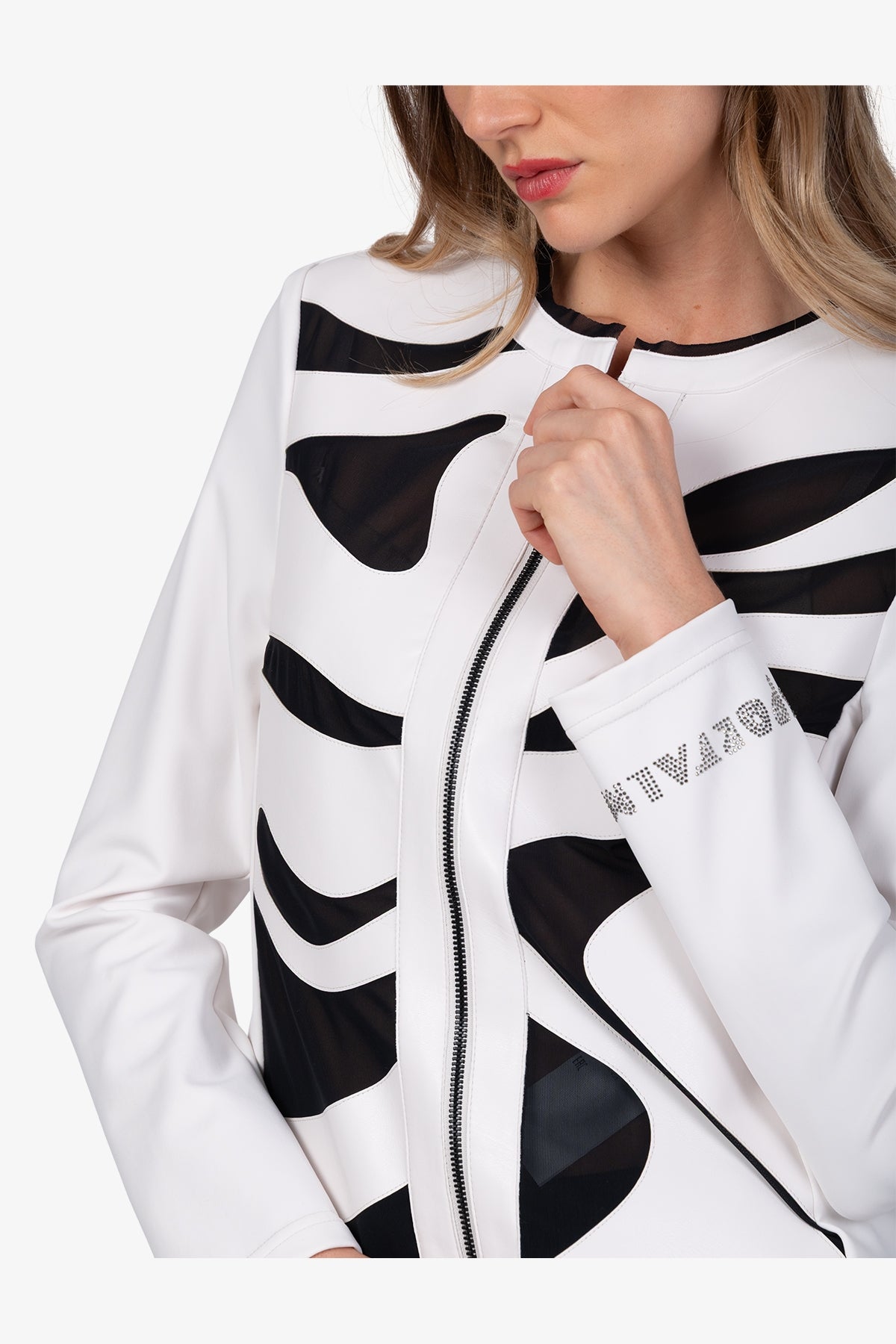 斑馬圖案拉鏈夾克