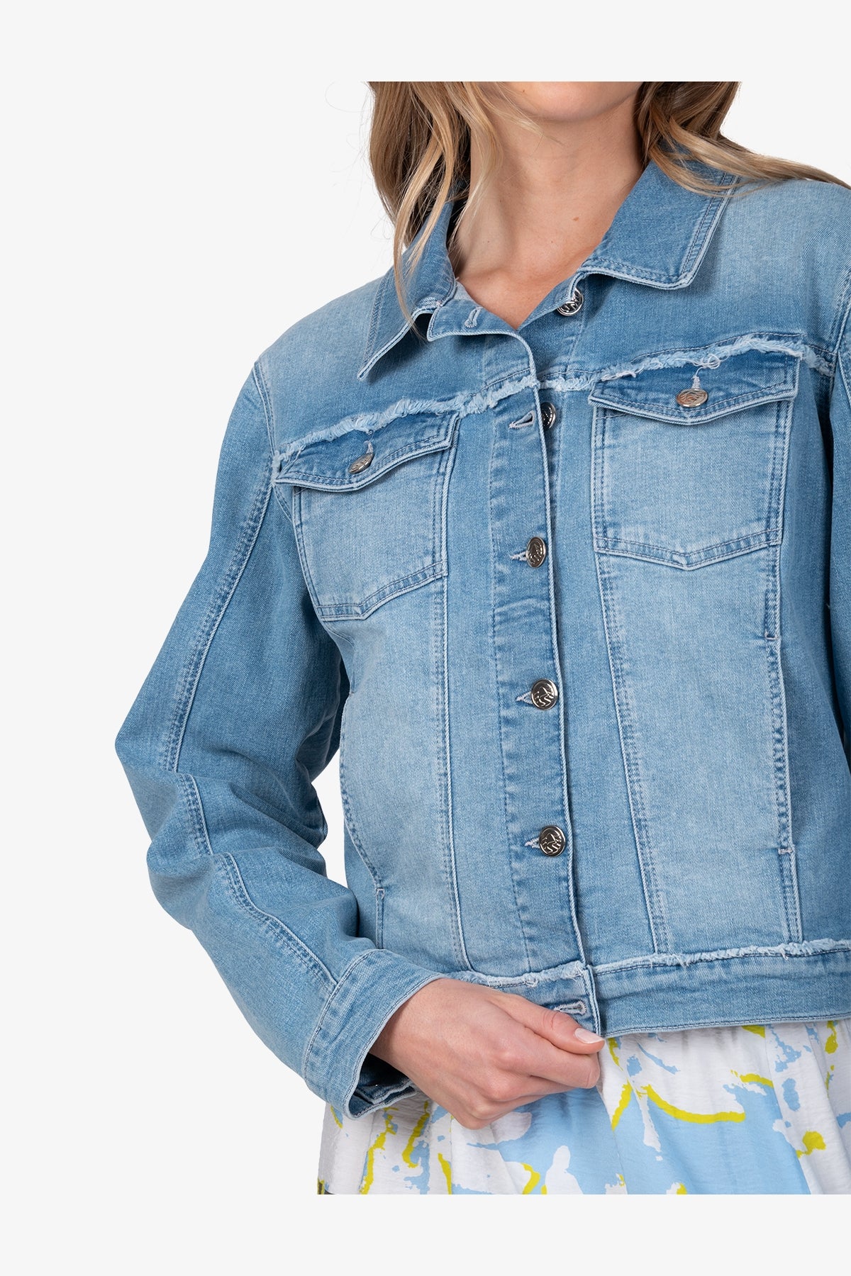 Denim Jeans Jacket with Rhinestone Motif
