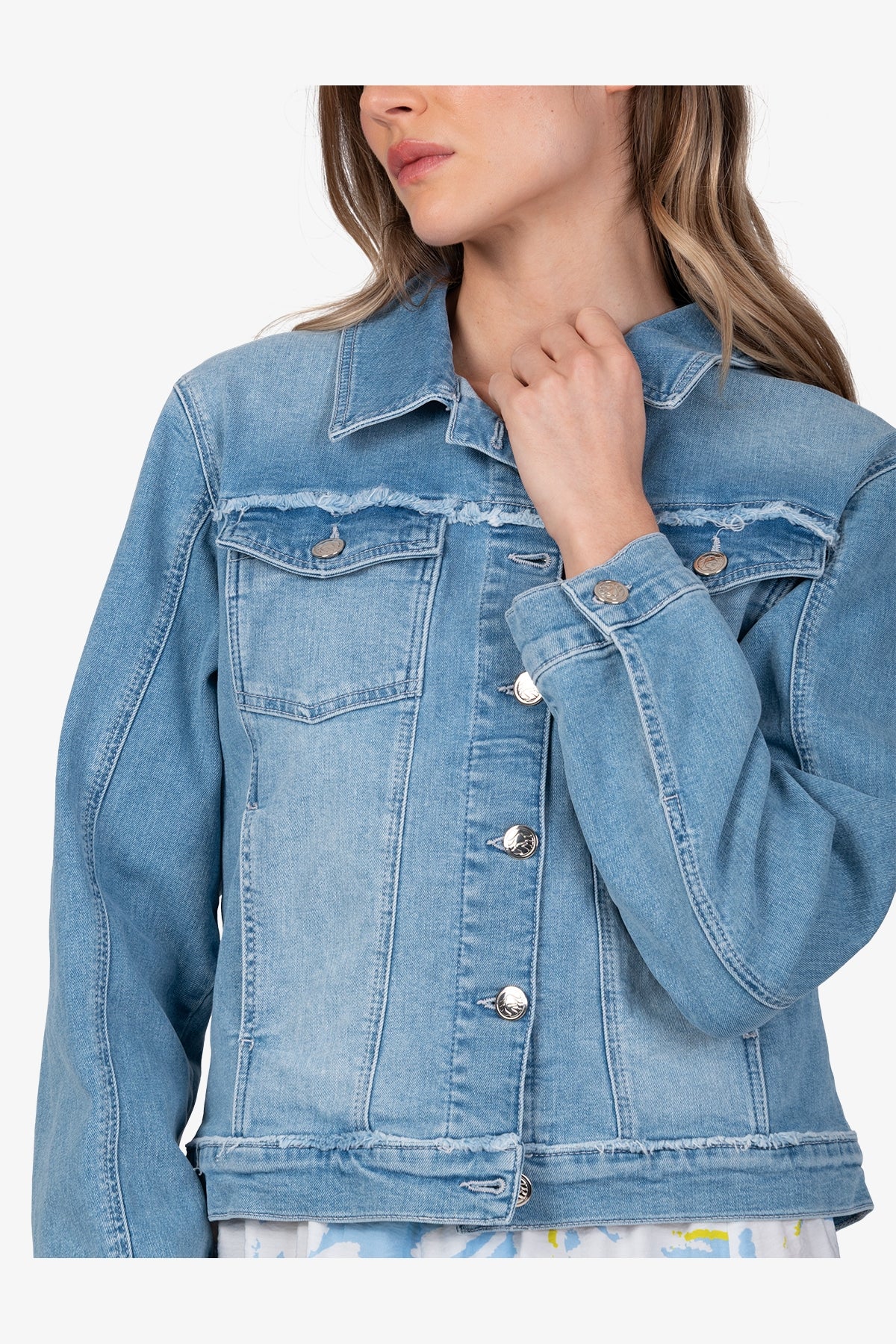 Denim Jeans Jacket with Rhinestone Motif