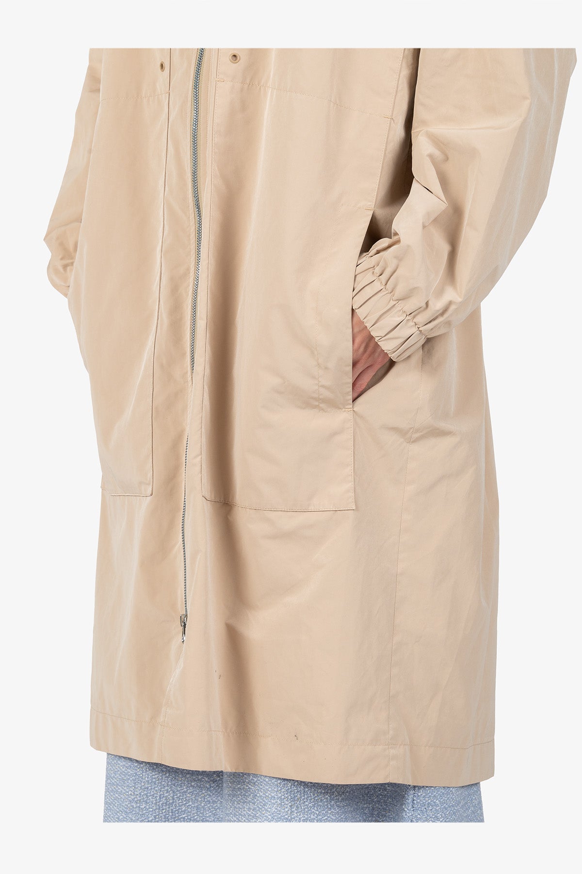 抽绳连帽长款外套