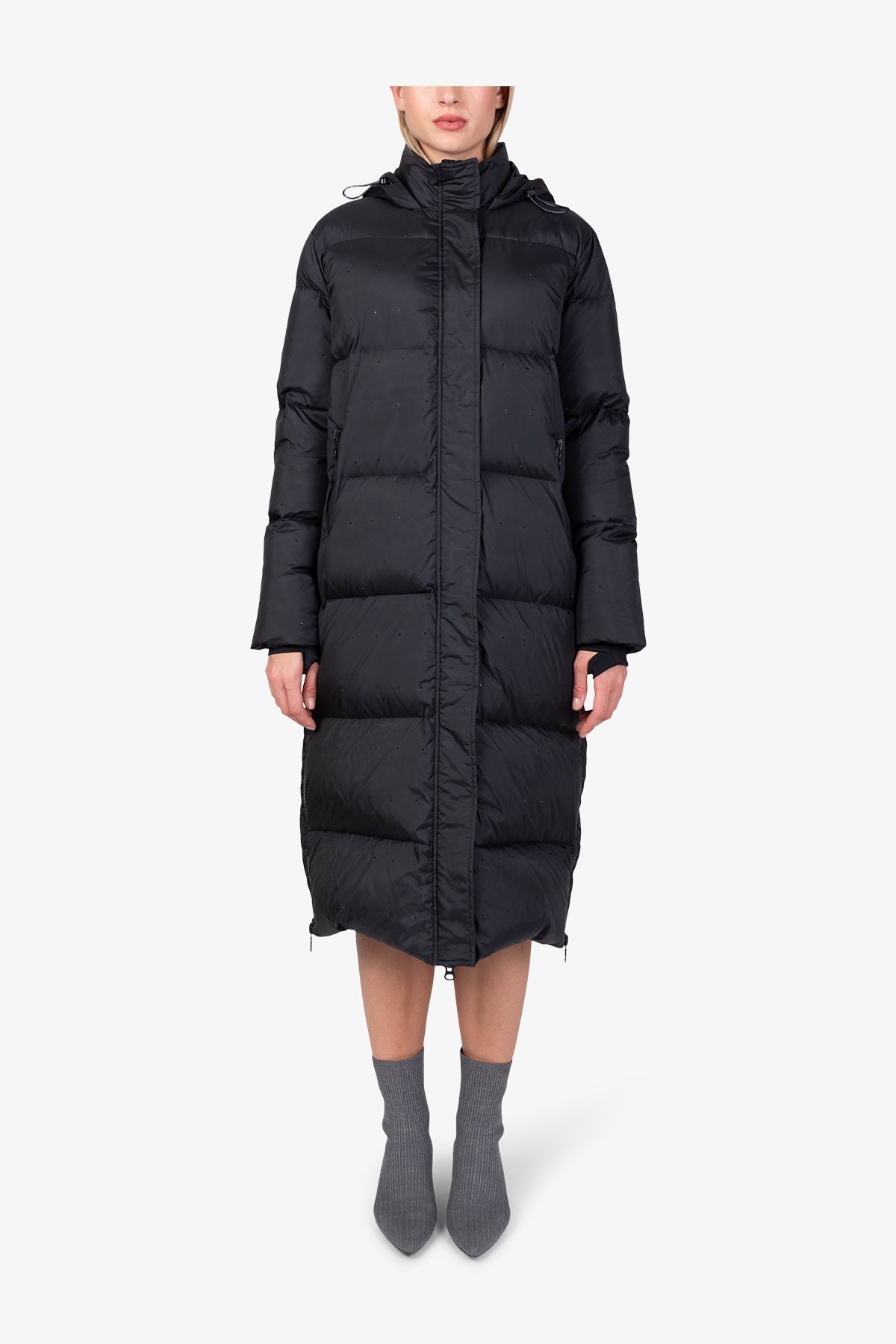 Down Coat with Sparkling Gemstones