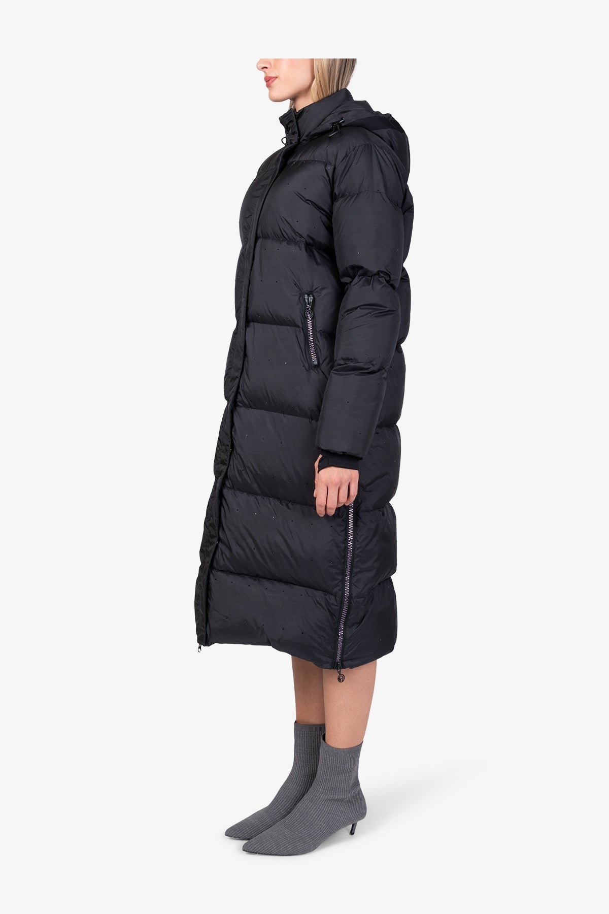 Down Coat with Sparkling Gemstones