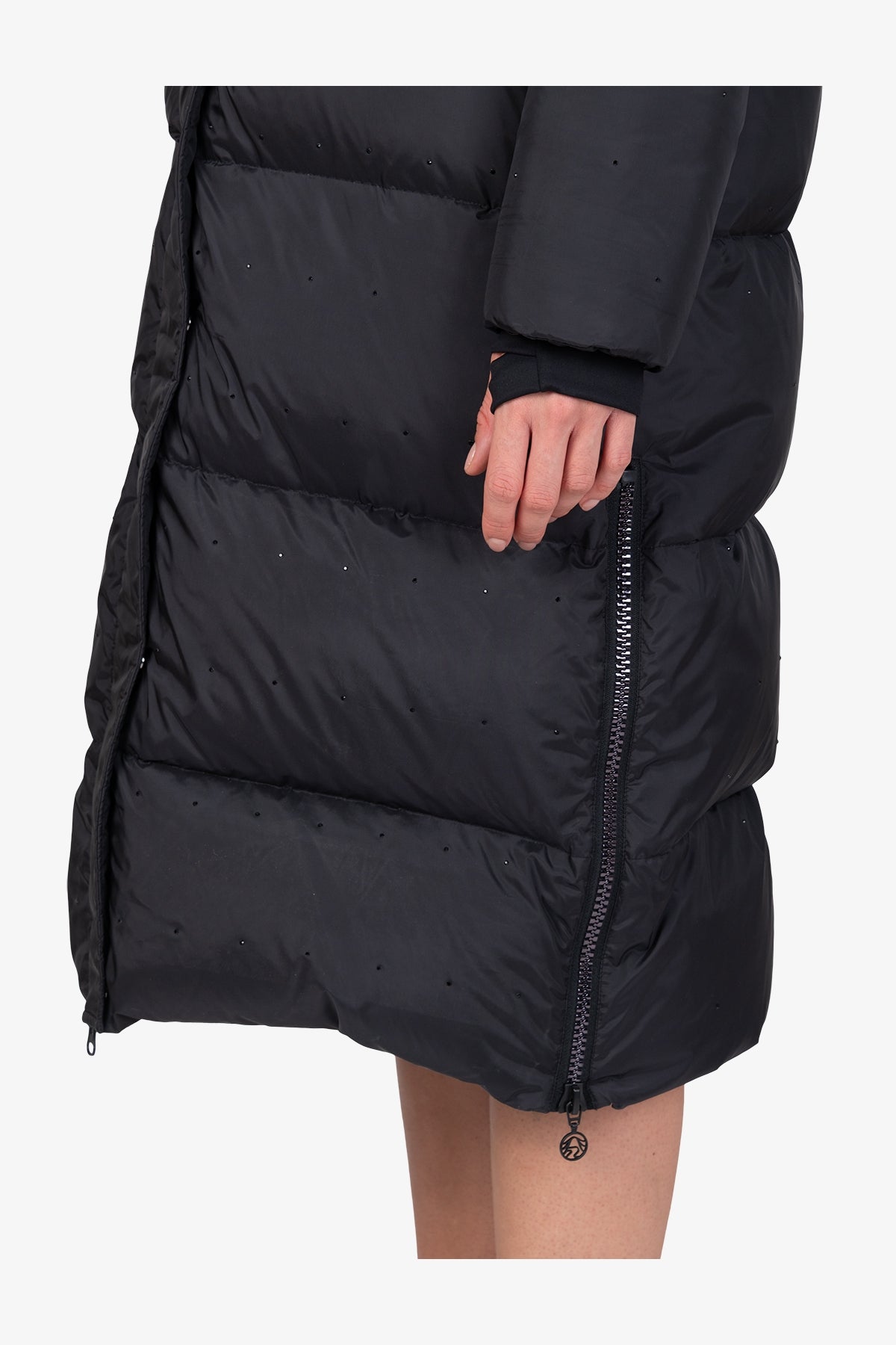 Down Coat with Sparkling Gemstones
