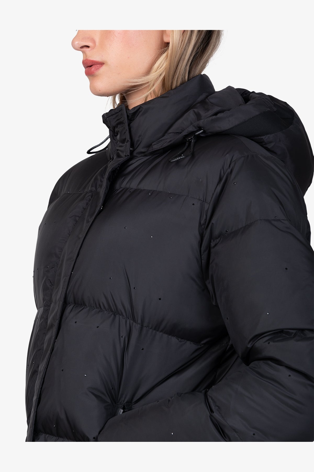 Down Coat with Sparkling Gemstones