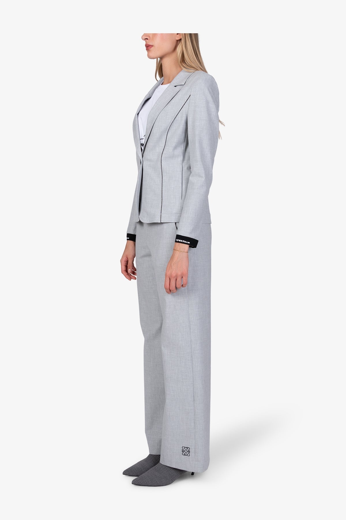 Logo印字袖口翻領西裝外套