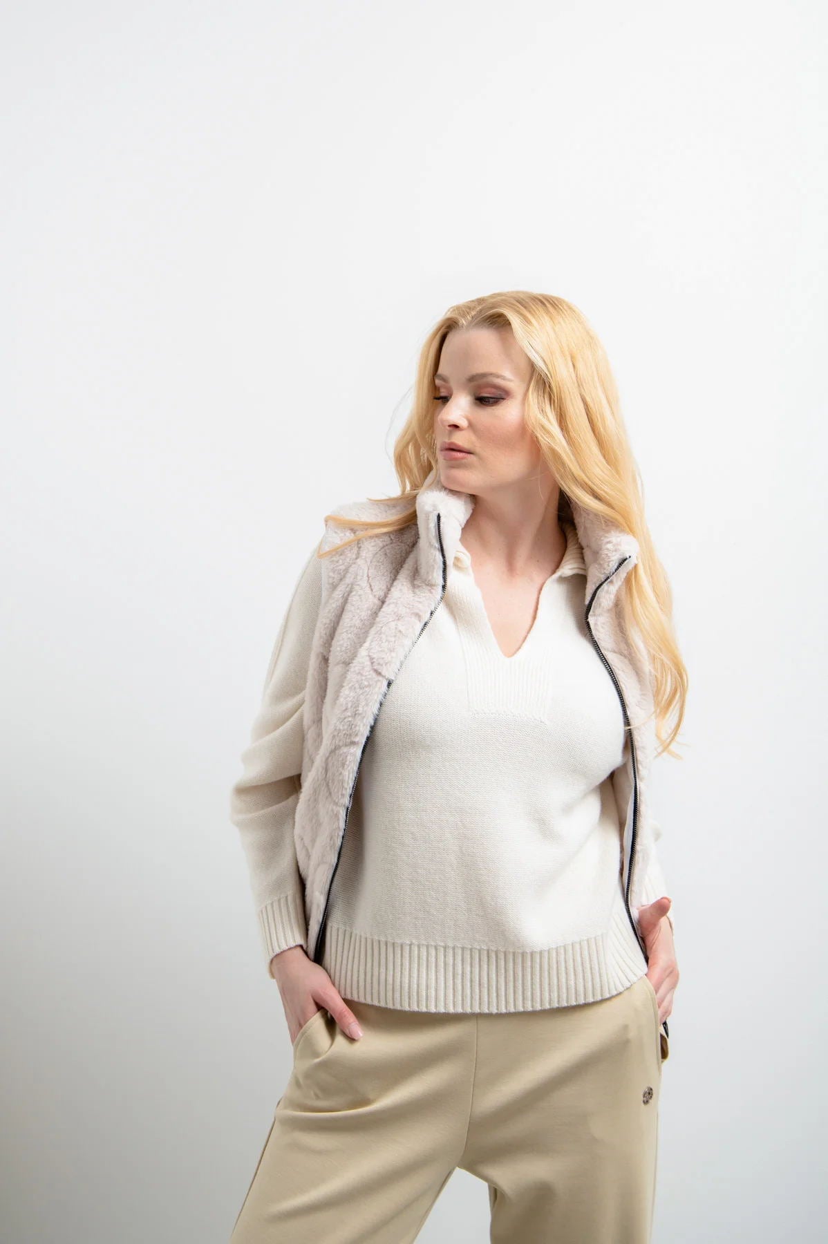 Plush Vest with Stand-Up Collar