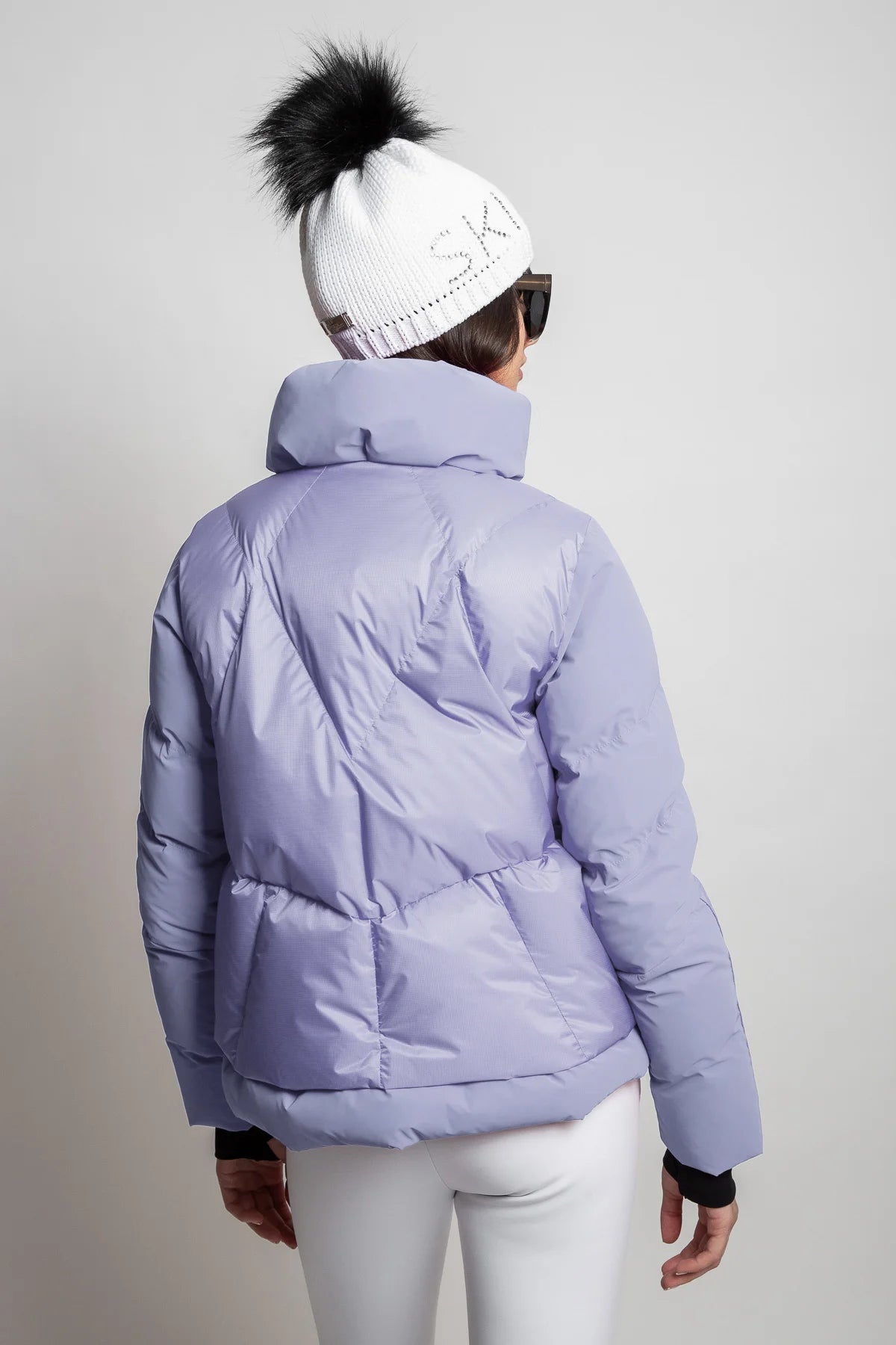 幾何絎縫圖案連帽羽絨服