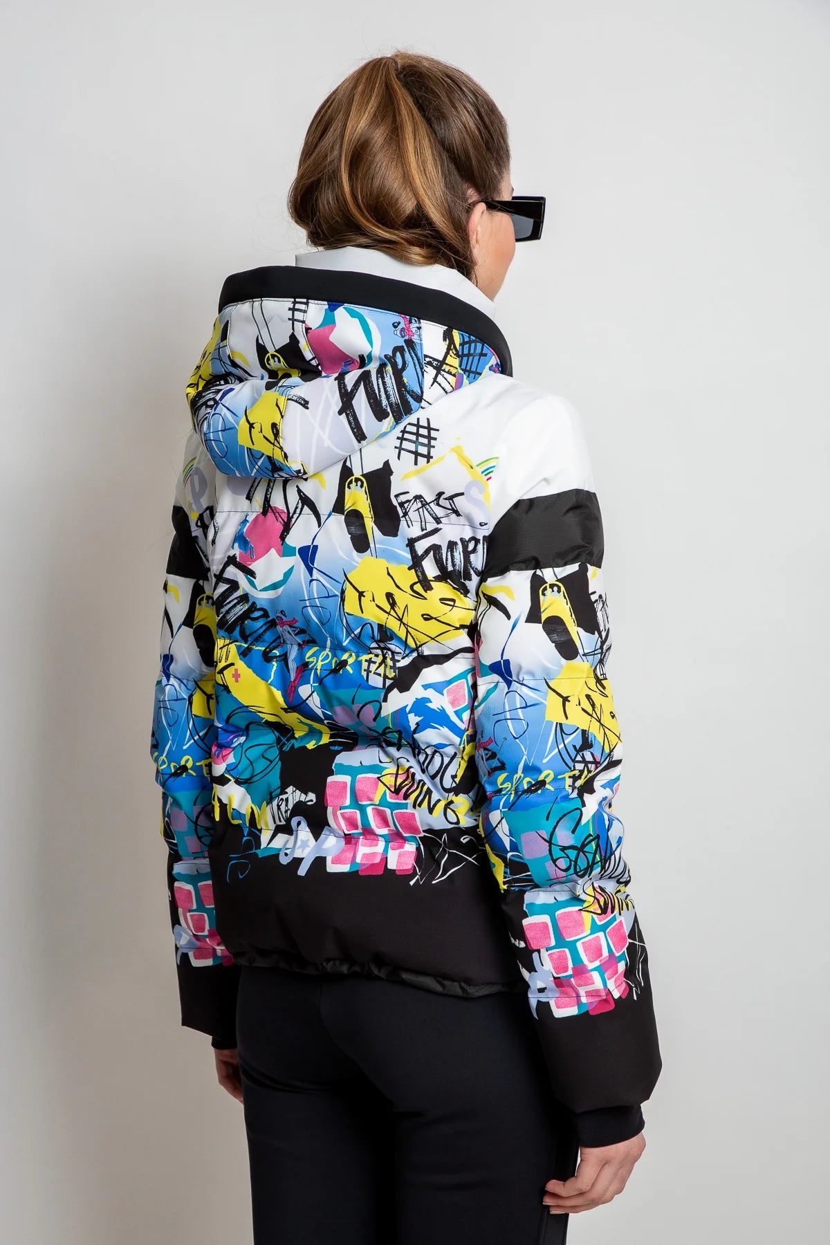 Down Jacket with Graffiti Print