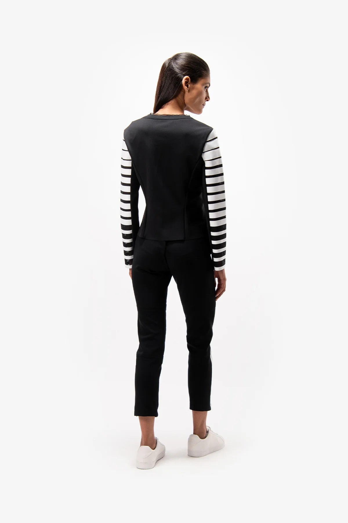 Leather Jacket with Round Neck