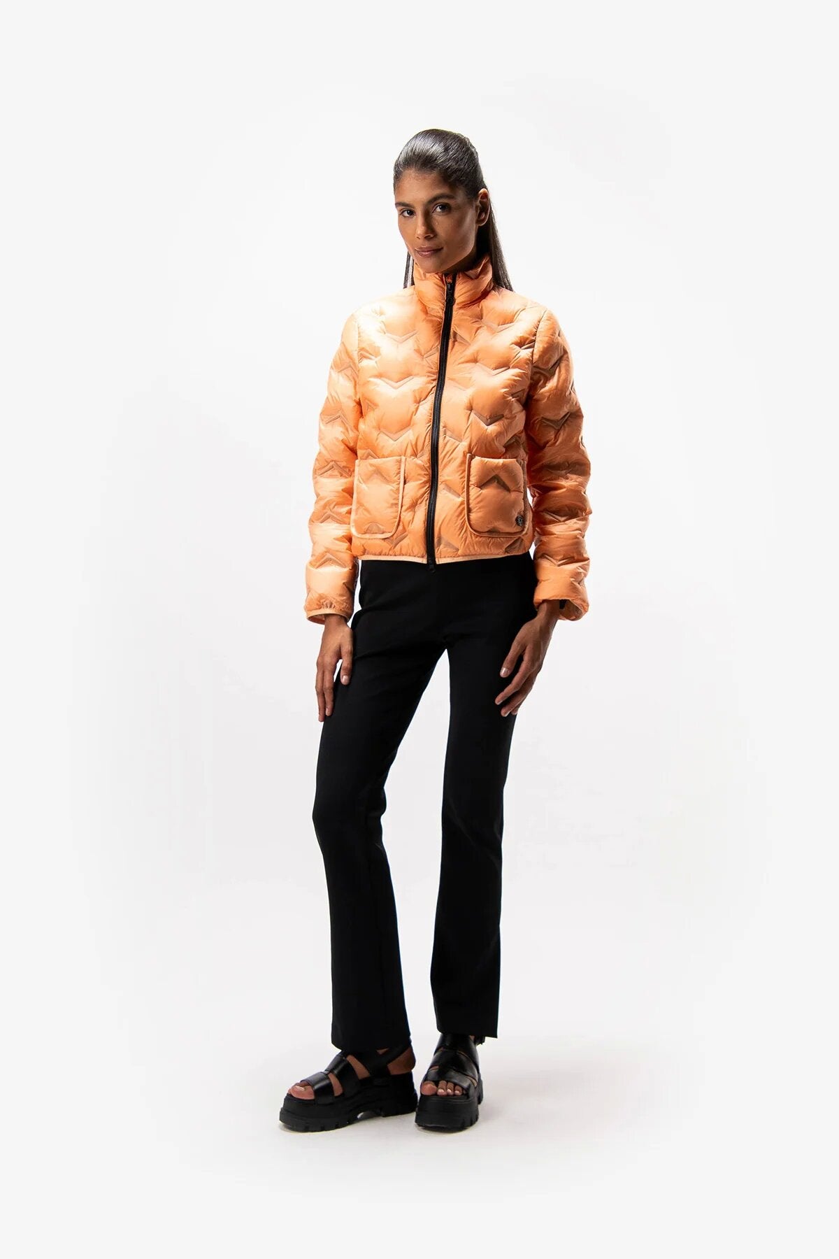 Lightweight Down Jacket with Graphic Embossing In Serrated Pattern