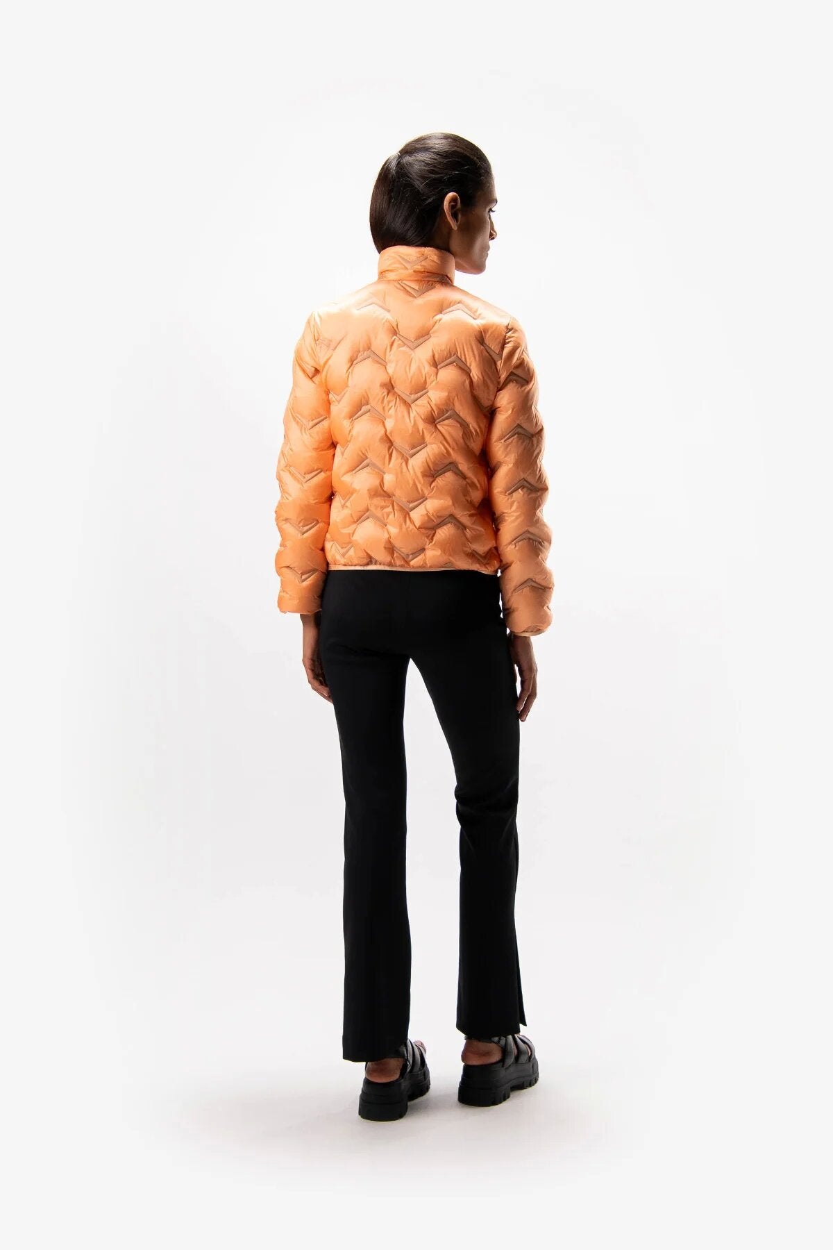 Lightweight Down Jacket with Graphic Embossing In Serrated Pattern