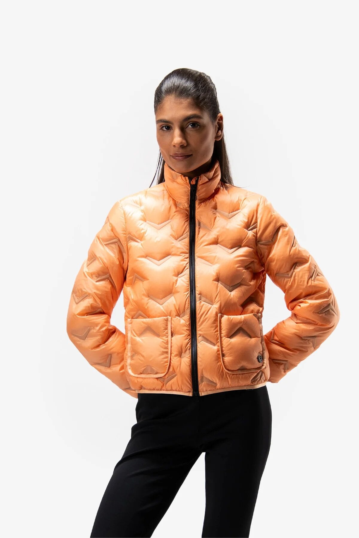 Lightweight Down Jacket with Graphic Embossing In Serrated Pattern