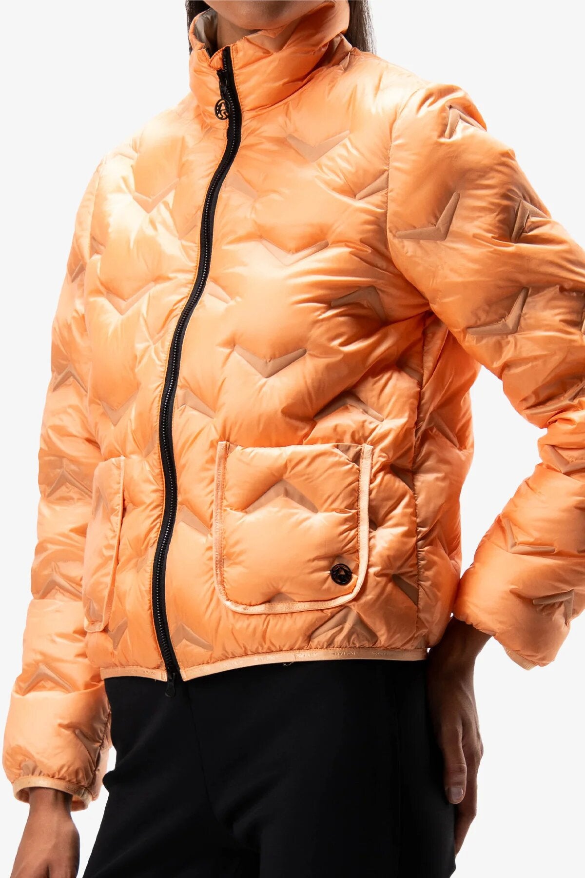Lightweight Down Jacket with Graphic Embossing In Serrated Pattern