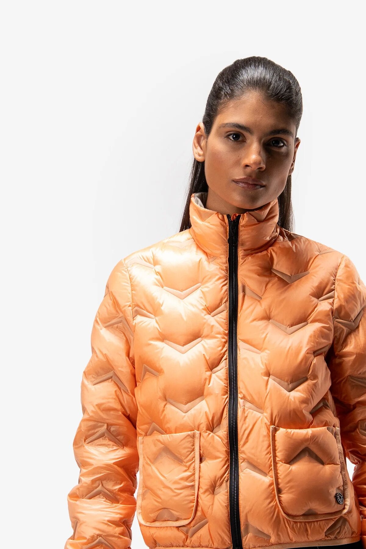Lightweight Down Jacket with Graphic Embossing In Serrated Pattern