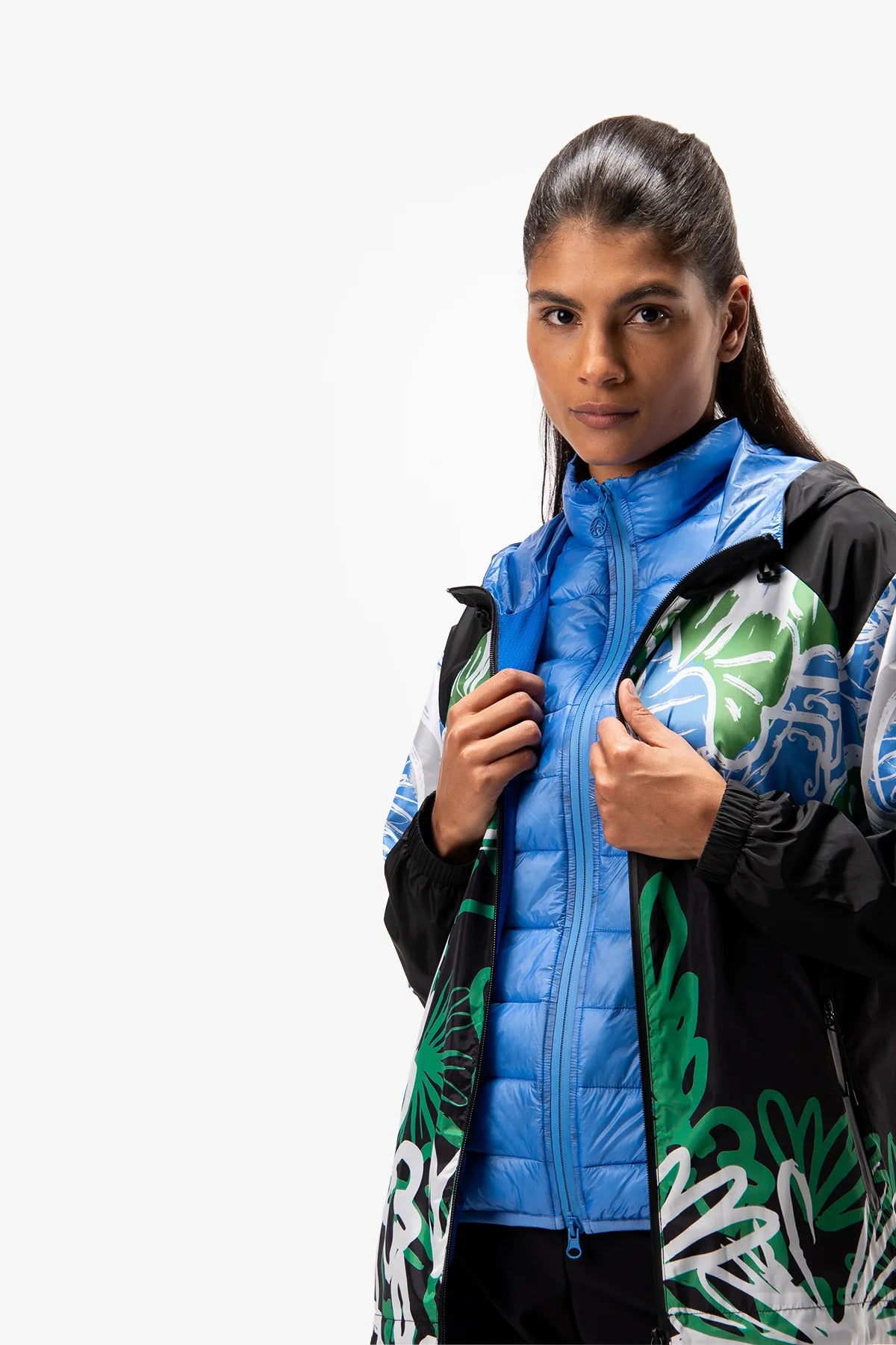 Outdoor Jacket with Hood And Extra Quilted Vest