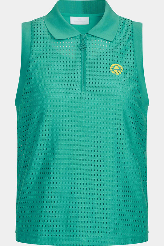 Sleeveless Polo Shirt with Knitted Collar