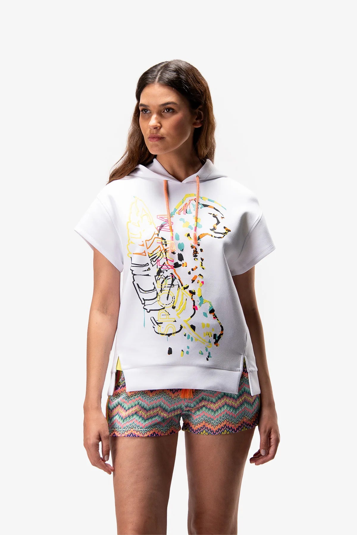 Hooded Short Sleeve Sweater
